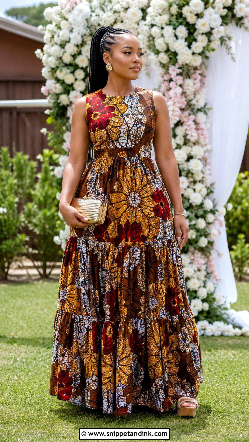 Tiered Ankara Long Gown - Snippet and Ink - 20 Ankara Long Gown Styles for Wedding
