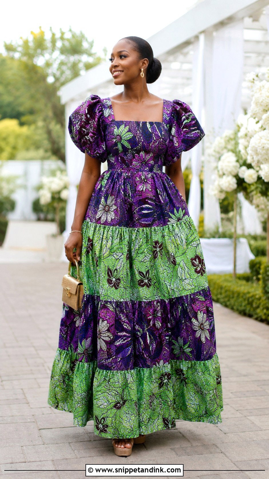 Tiered Ankara Maxi Dress for Weddings - Snippet and Ink - 20 African Dress Designs for Weddings