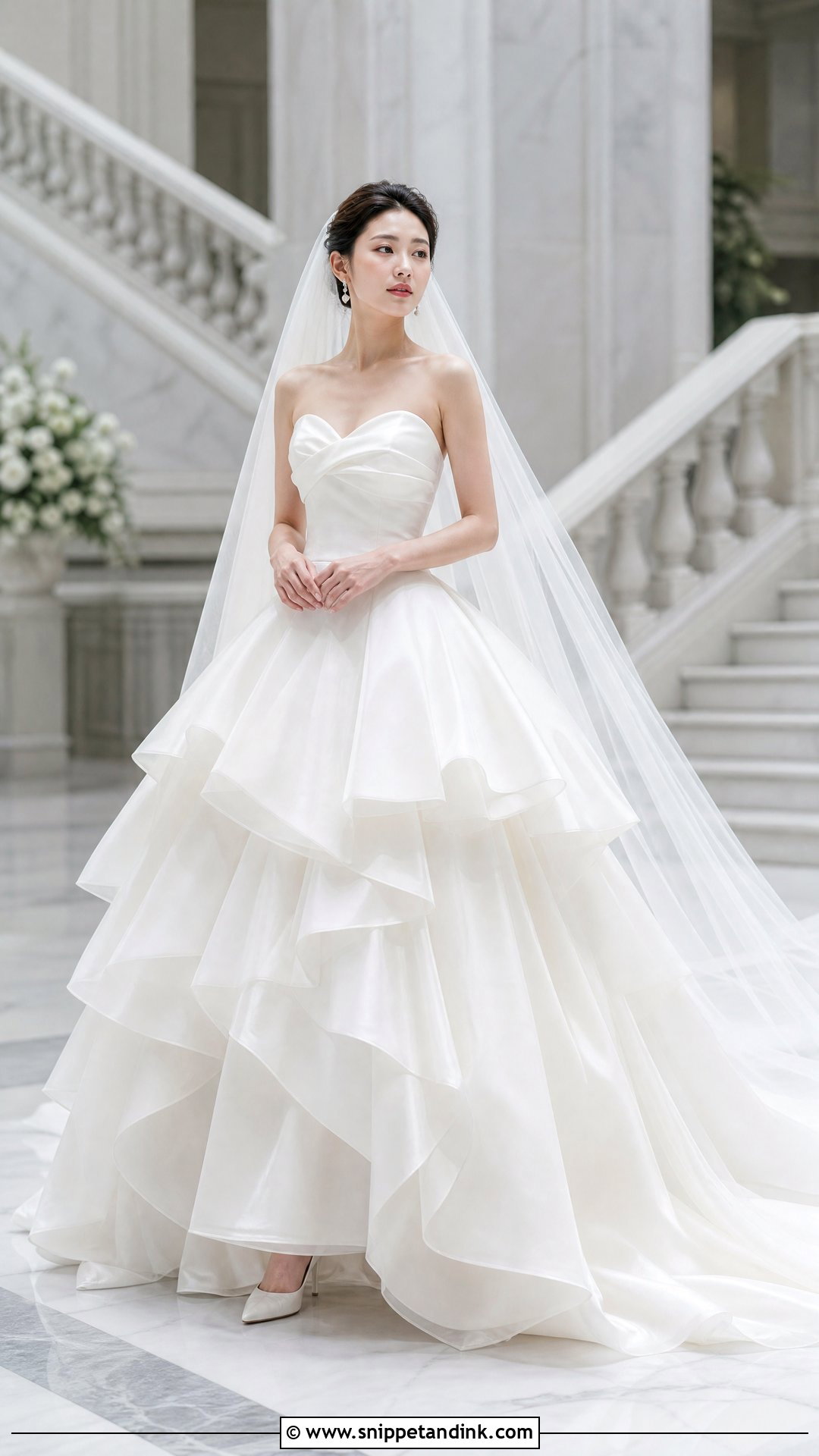 Tiered Basque Waist Wedding Dress - Snippet and Ink - 25 Tiered Wedding Dress Ideas
