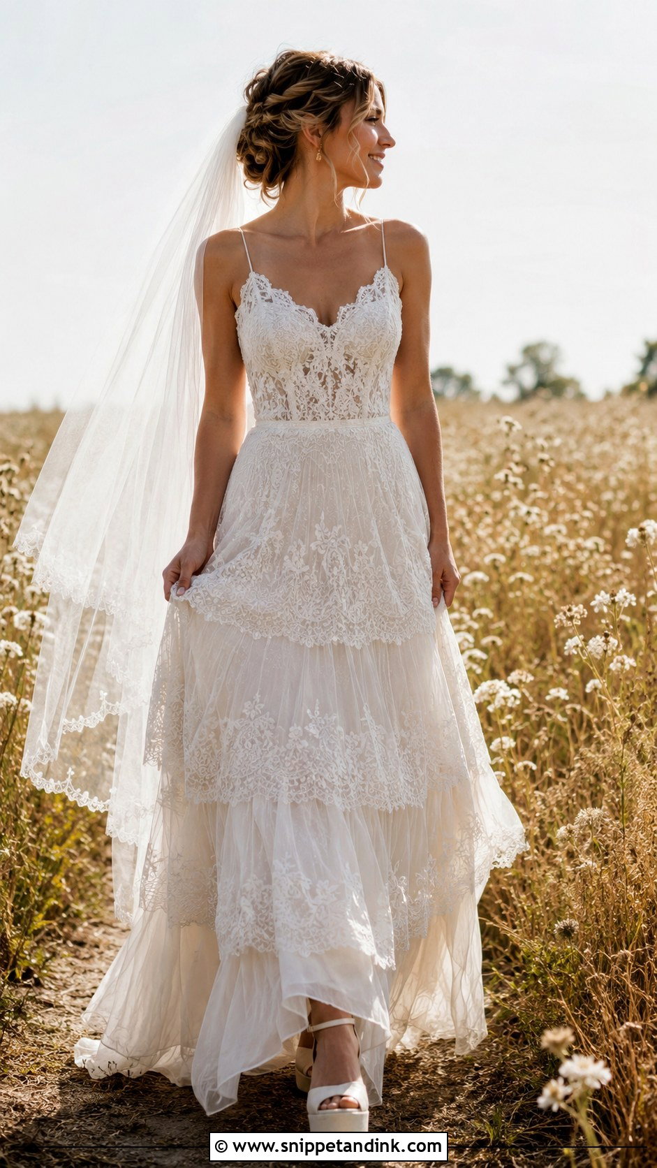 Tiered Bohemian Lace Wedding Dress - Snippet and Ink - 20 Bohemian Lace Wedding Dress Ideas