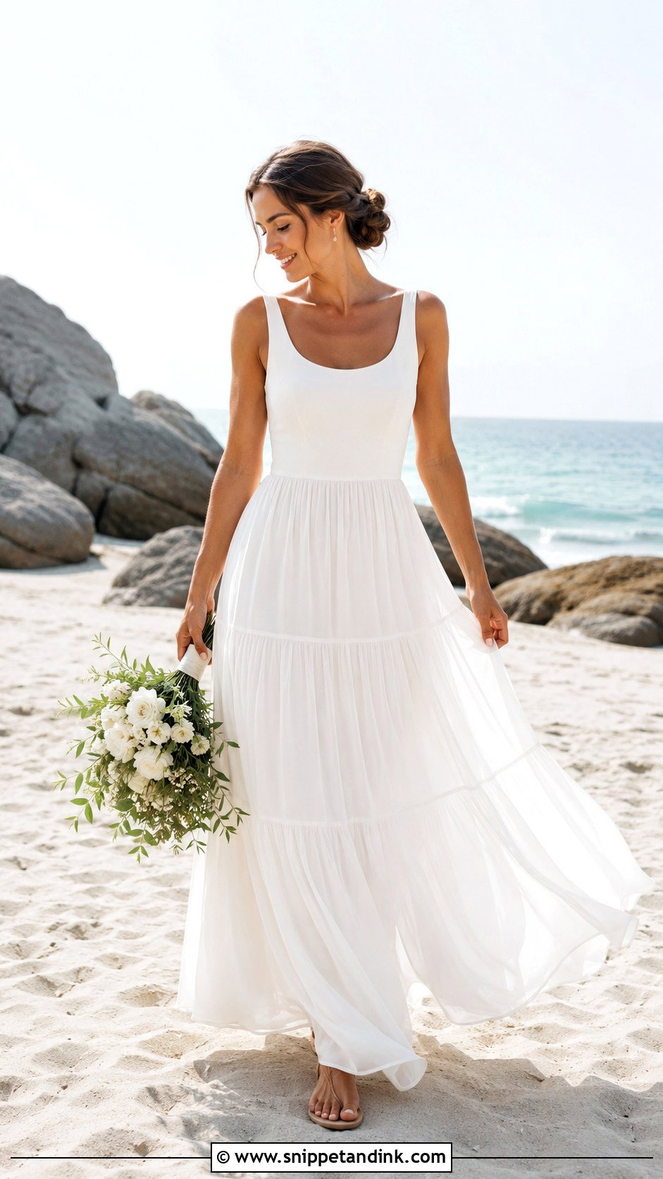 Tiered Chiffon Beach Wedding Dress - Snippet and Ink - 20 Flowy Beach Wedding Dress Ideas