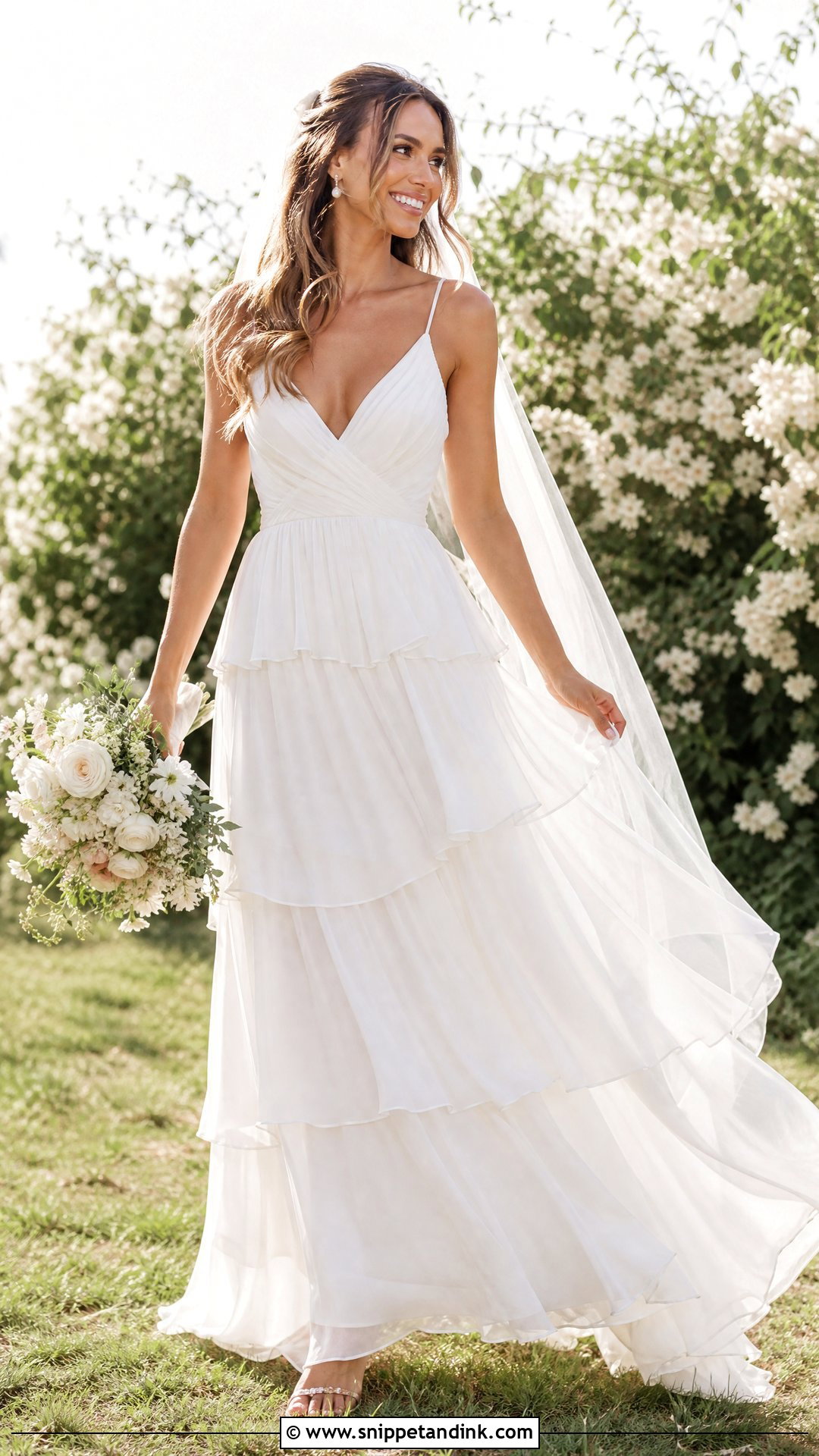 Tiered Chiffon Wedding Dress - Snippet and Ink - 25 Tiered Wedding Dress Ideas
