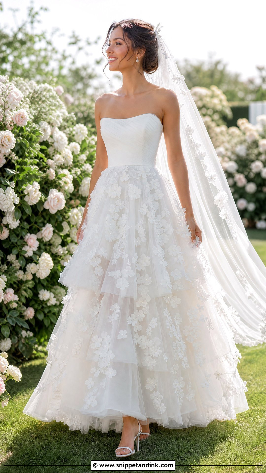 Tiered Floral Wedding Dress - Snippet and Ink - 25 Tiered Wedding Dress Ideas