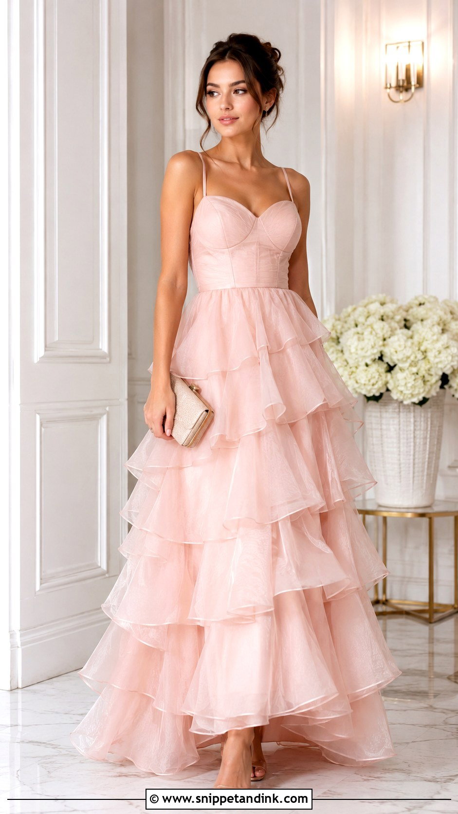 Tiered Gown With Minimal Jewelry - Snippet and Ink - 25 Gown Models Ideas