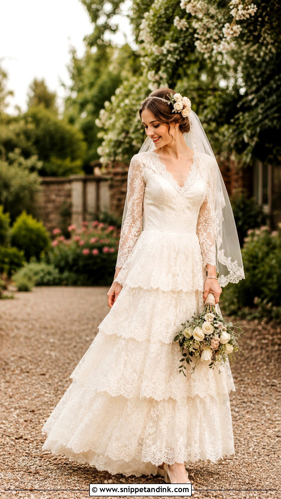 Tiered Lace Wedding Dress - Snippet and Ink - 25 Vintage 70s Wedding Dress Ideas