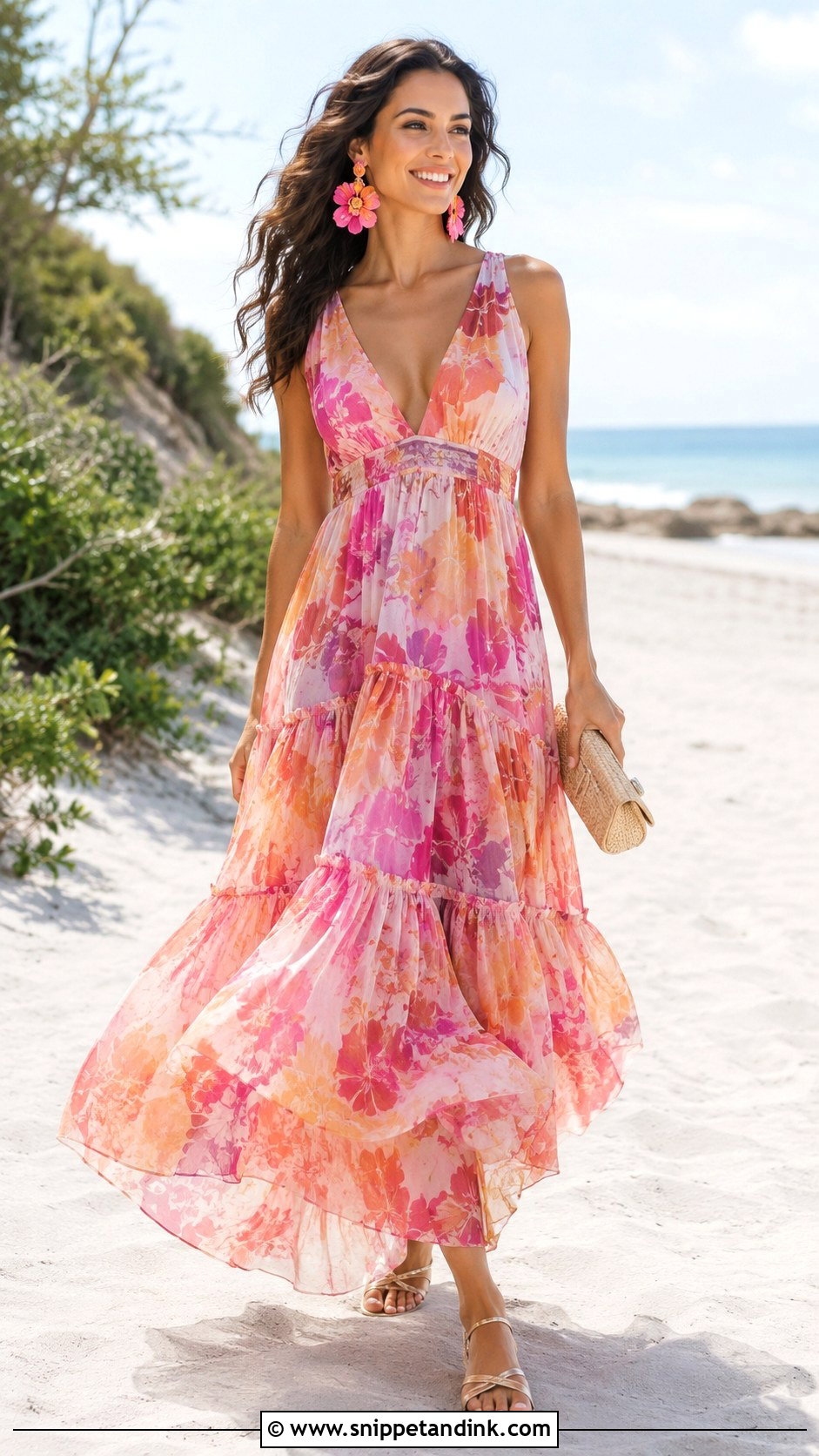 Tiered Maxi Dress Casual Wedding Outfit - Snippet and Ink - 20 Casual Wedding Party Attire Ideas