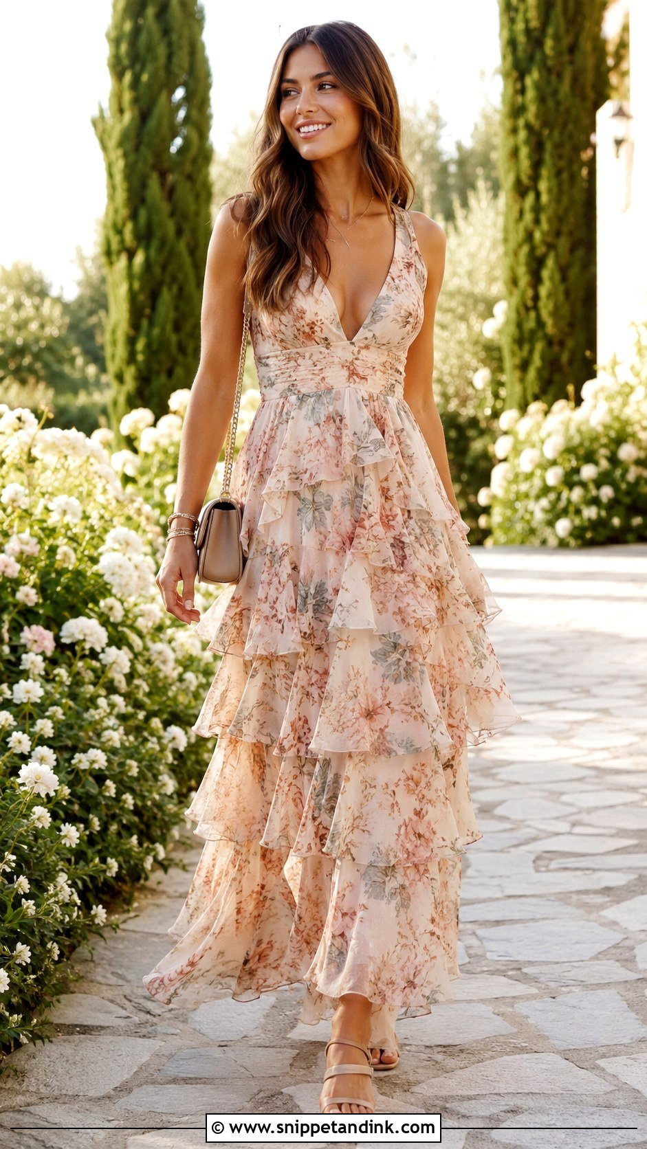 Tiered Maxi Dress Wedding Guest Outfit - Snippet and Ink - 25 Stylish Dresses for Wedding