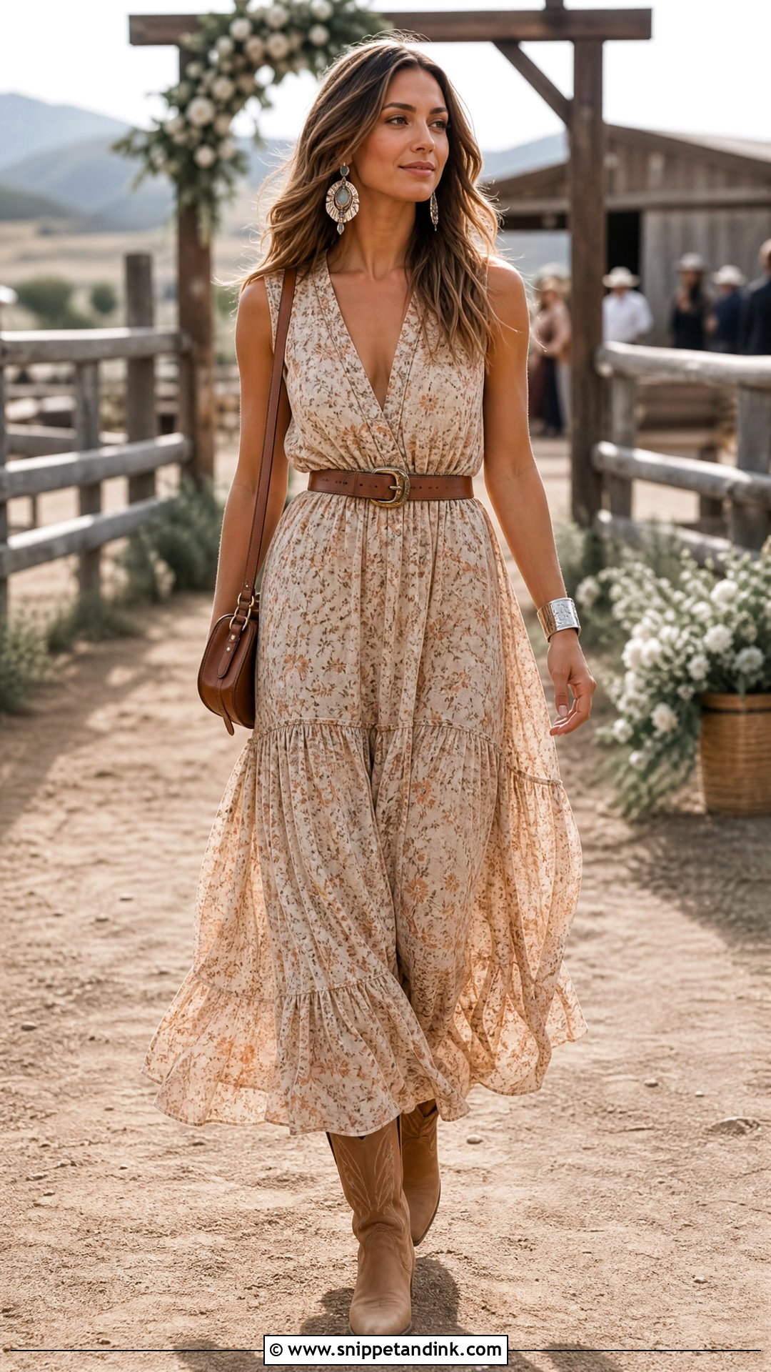 Tiered Maxi Dress Western Wedding Outfit - Snippet and Ink - 20 Western Outfits for Wedding