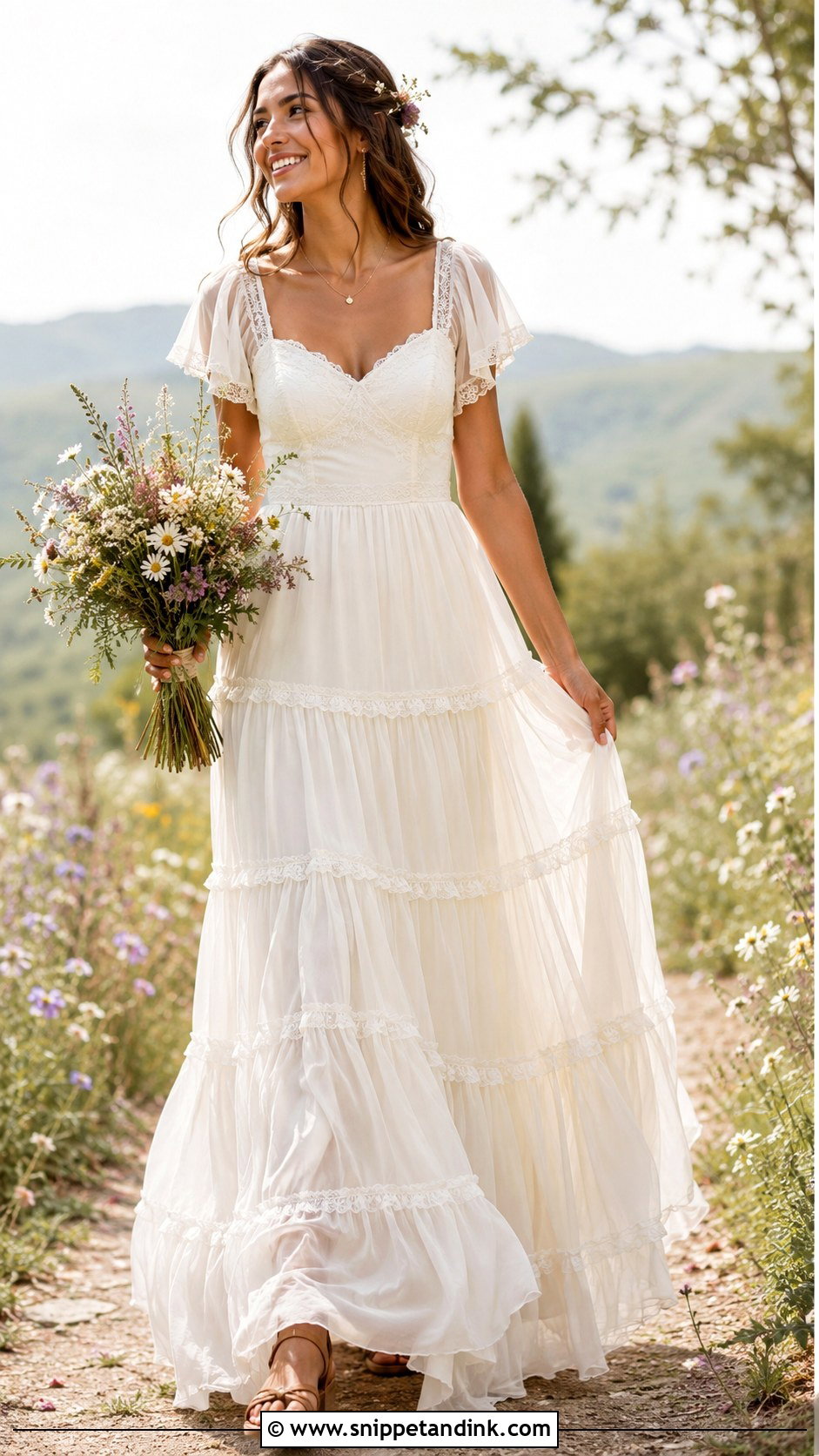 Tiered Maxi Wedding Dress - Snippet and Ink - 25 Vintage Hippie Wedding Dress Ideas