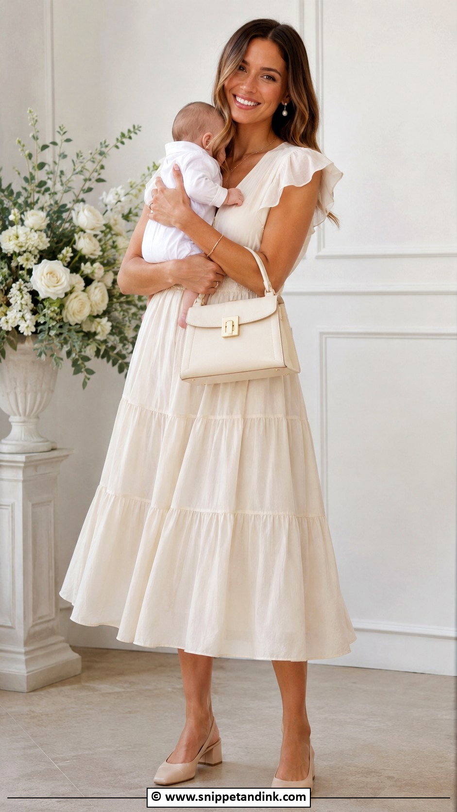 Tiered Midi Baptism Dress for Mom - Snippet and Ink - 25 Baptism Dress for Mom Ideas