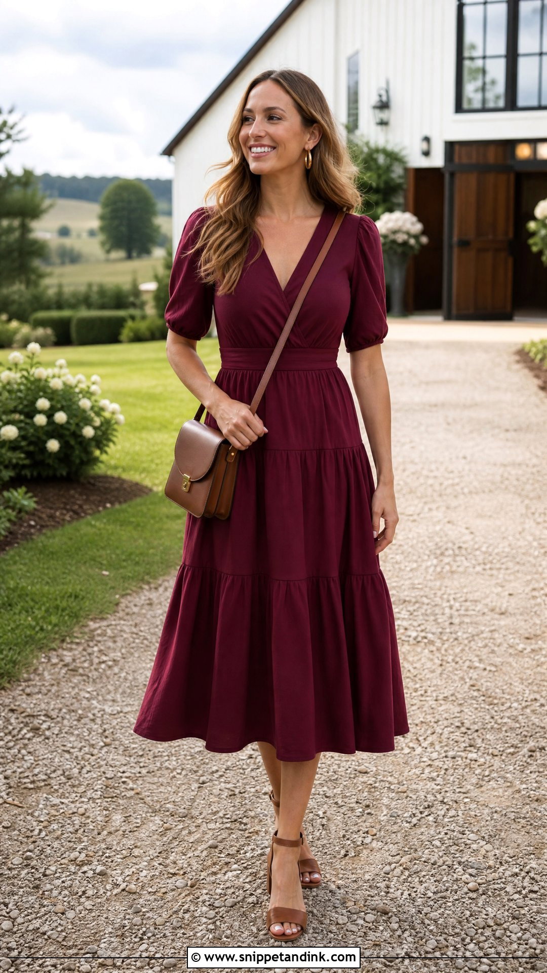 Tiered Midi Dress for a Barn Wedding - Snippet and Ink - 25 Dress for Friends Wedding Ideas