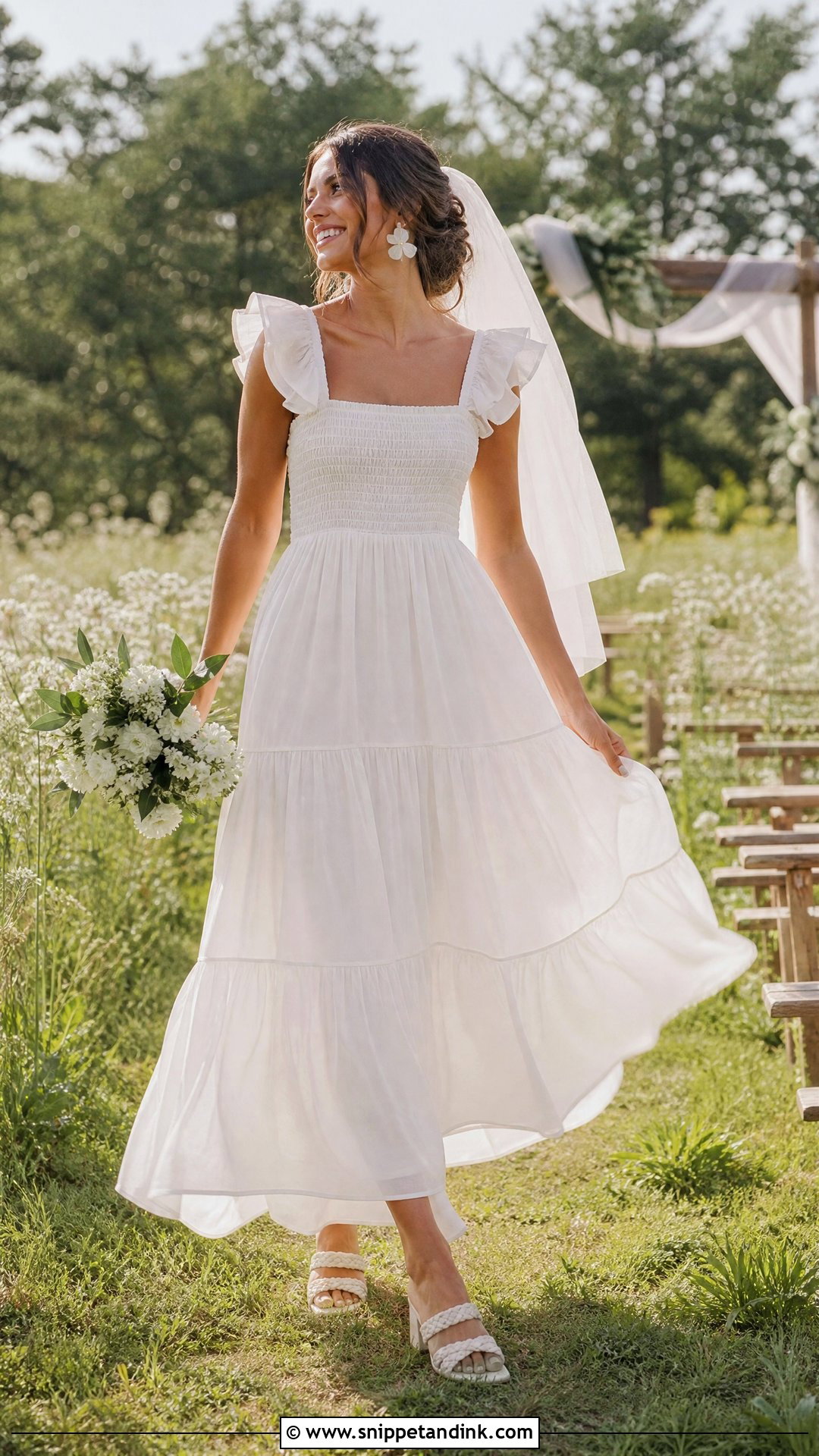 Tiered Muslin Wedding Dress - Snippet and Ink - 20 Muslin Wedding Dress Ideas