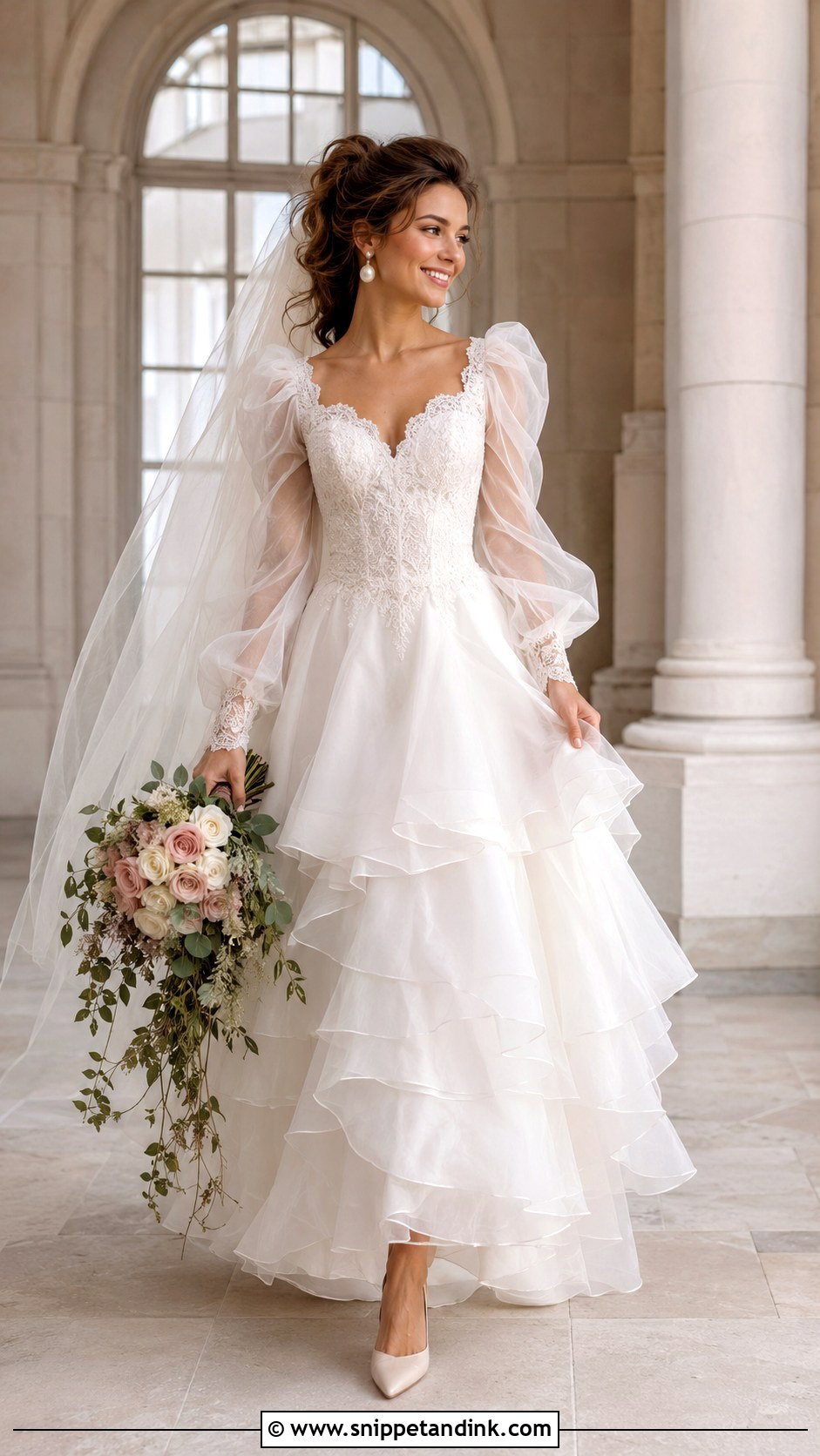 Tiered Organza 1982 Wedding Dress - Snippet and Ink - 20 1982 Wedding Dresses