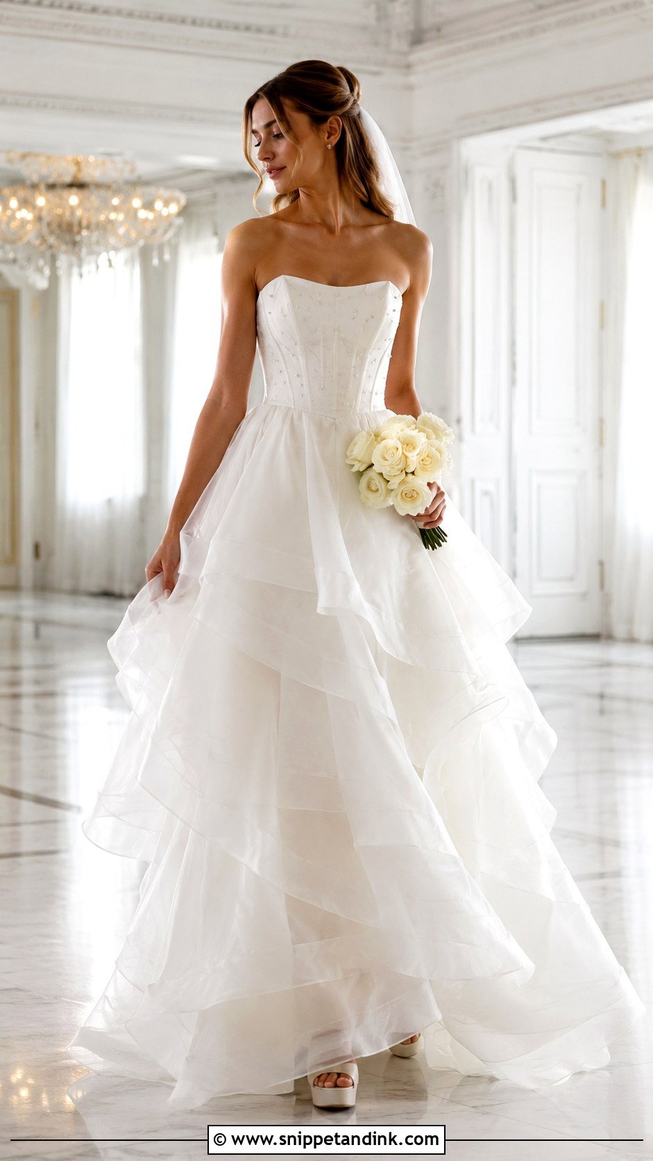 Tiered Organza Vera Wang Wedding Dress - Snippet and Ink - 20 Vintage Vera Wang Wedding Dress Ideas