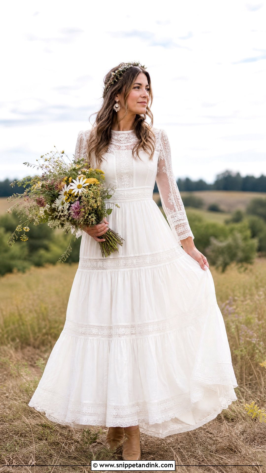 Tiered Prairie Hippie Wedding Dress - Snippet and Ink - 20 Hippie Wedding Dresses