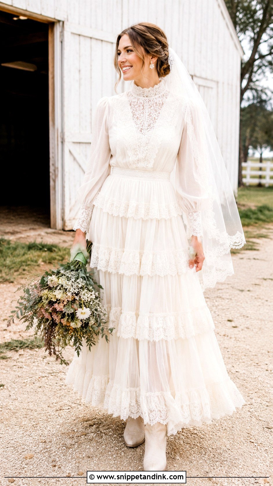 Tiered Prairie Wedding Dress - Snippet and Ink - 20 70s Inspired Wedding Dress Ideas