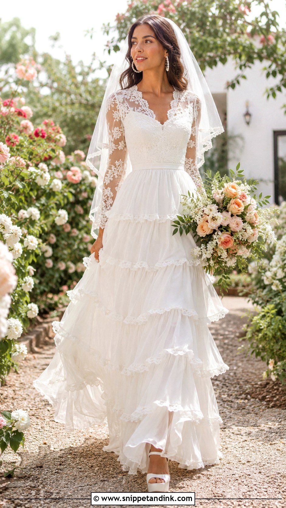 Tiered Ruffle 70s Wedding Dress - Snippet and Ink - 20 70s Wedding Dresses