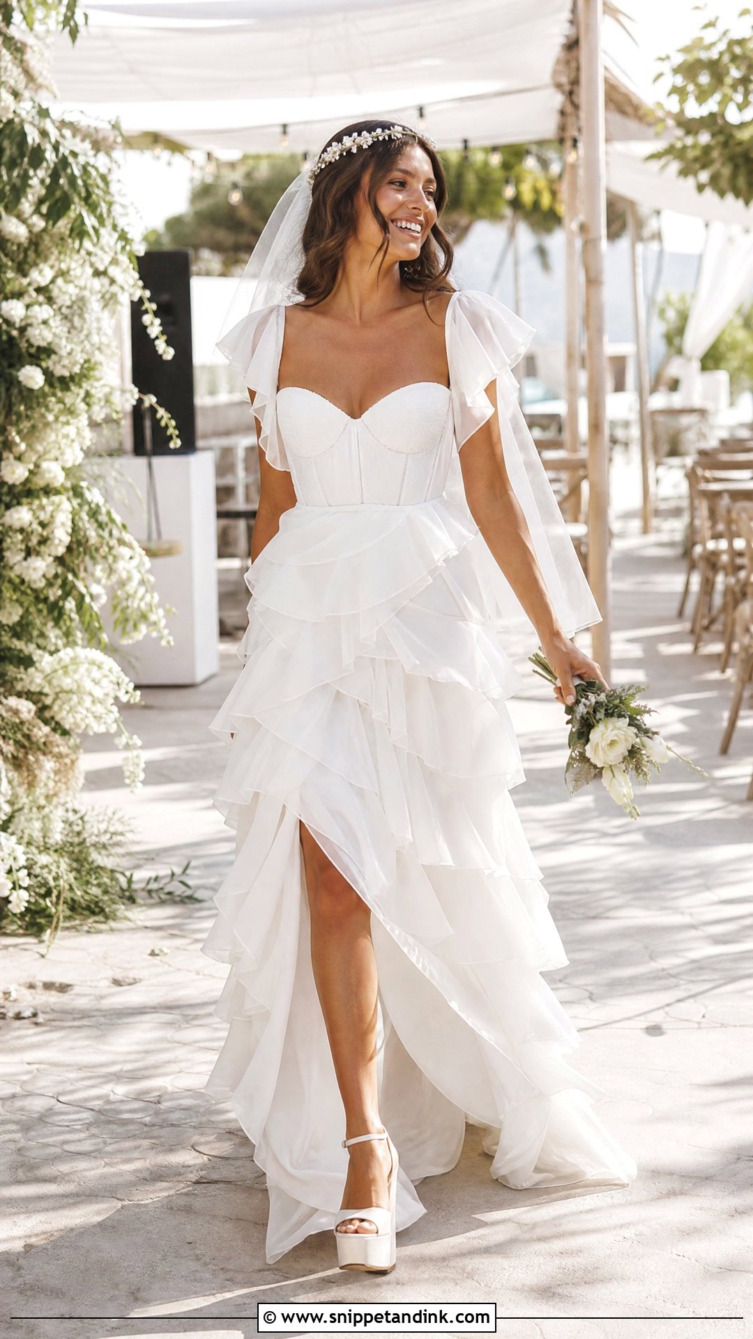 Tiered Ruffle Wedding Dress - Snippet and Ink - 25 70s Style Wedding Dress Ideas