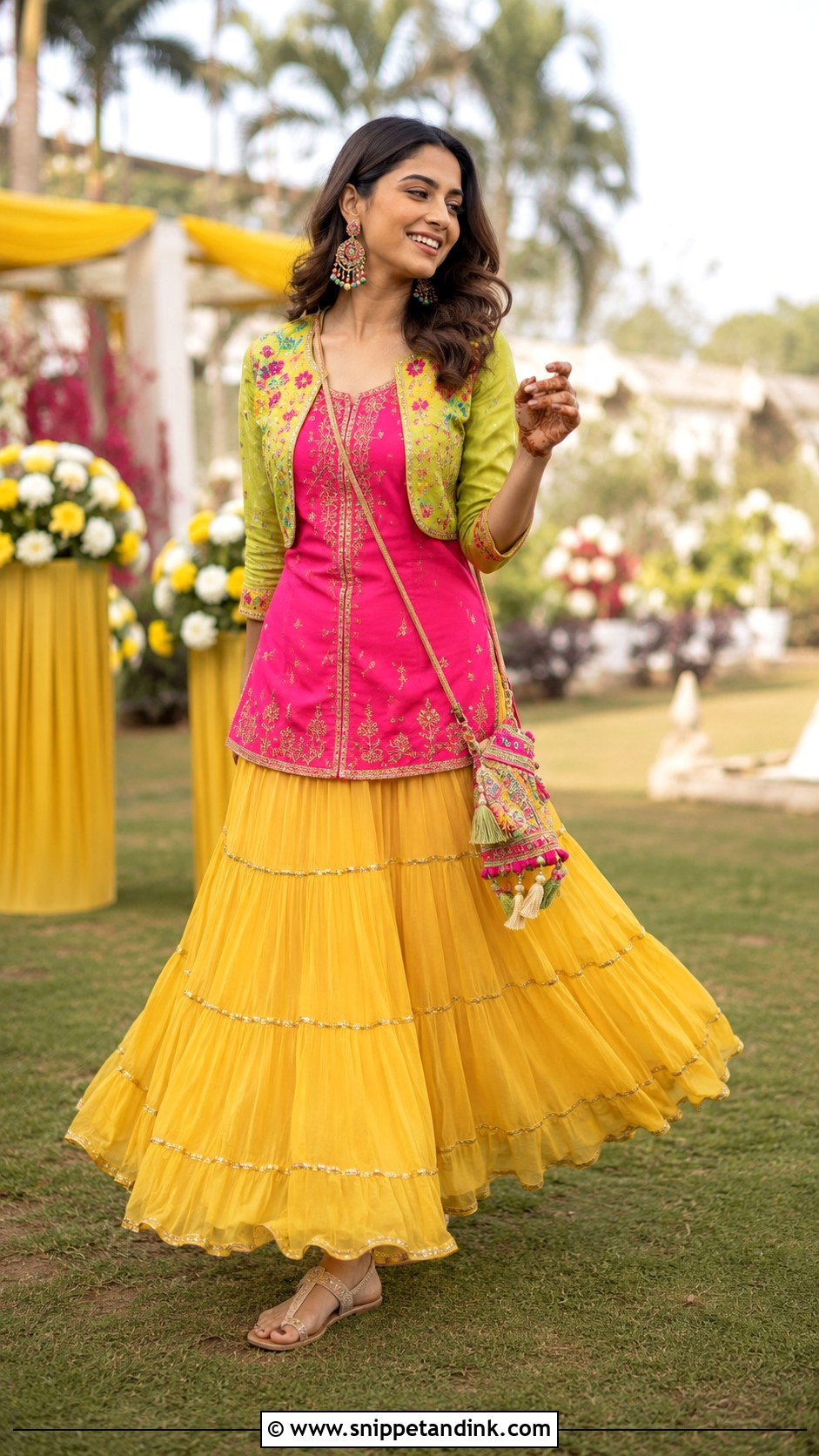 Tiered Skirt and Short Kurti for Mehandi - Snippet and Ink - 20 Dress for Mehandi Ideas