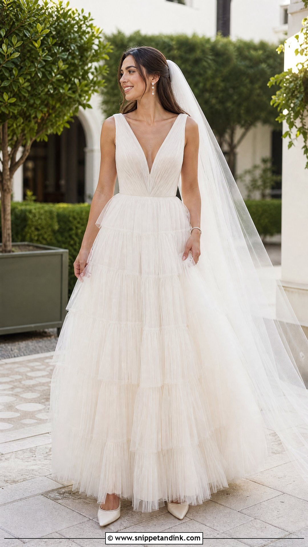Tiered Tulle A Line Wedding Dress - Snippet and Ink - 20 Tiered Tulle Wedding Dress Ideas