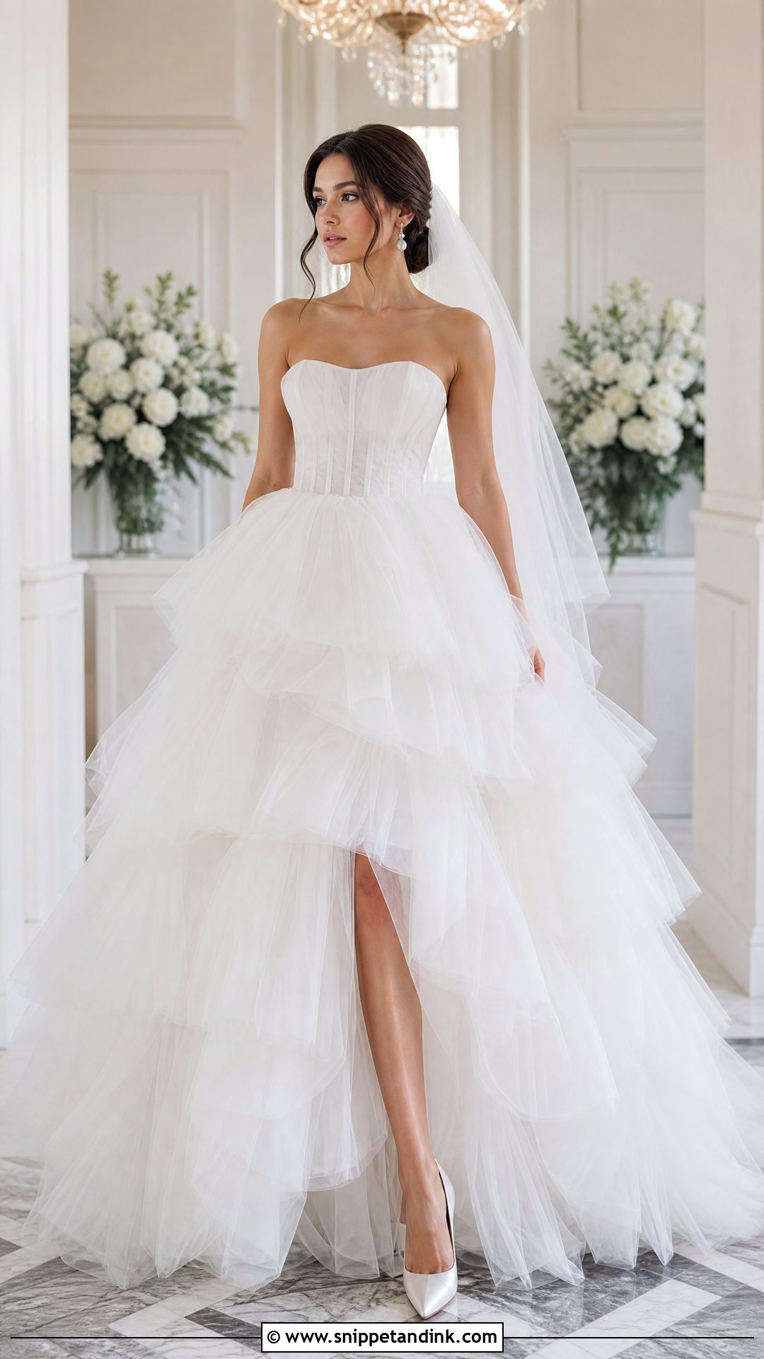Tiered Tulle Ball Gown Wedding Dress - Snippet and Ink - 25 Tiered Wedding Dress Ideas