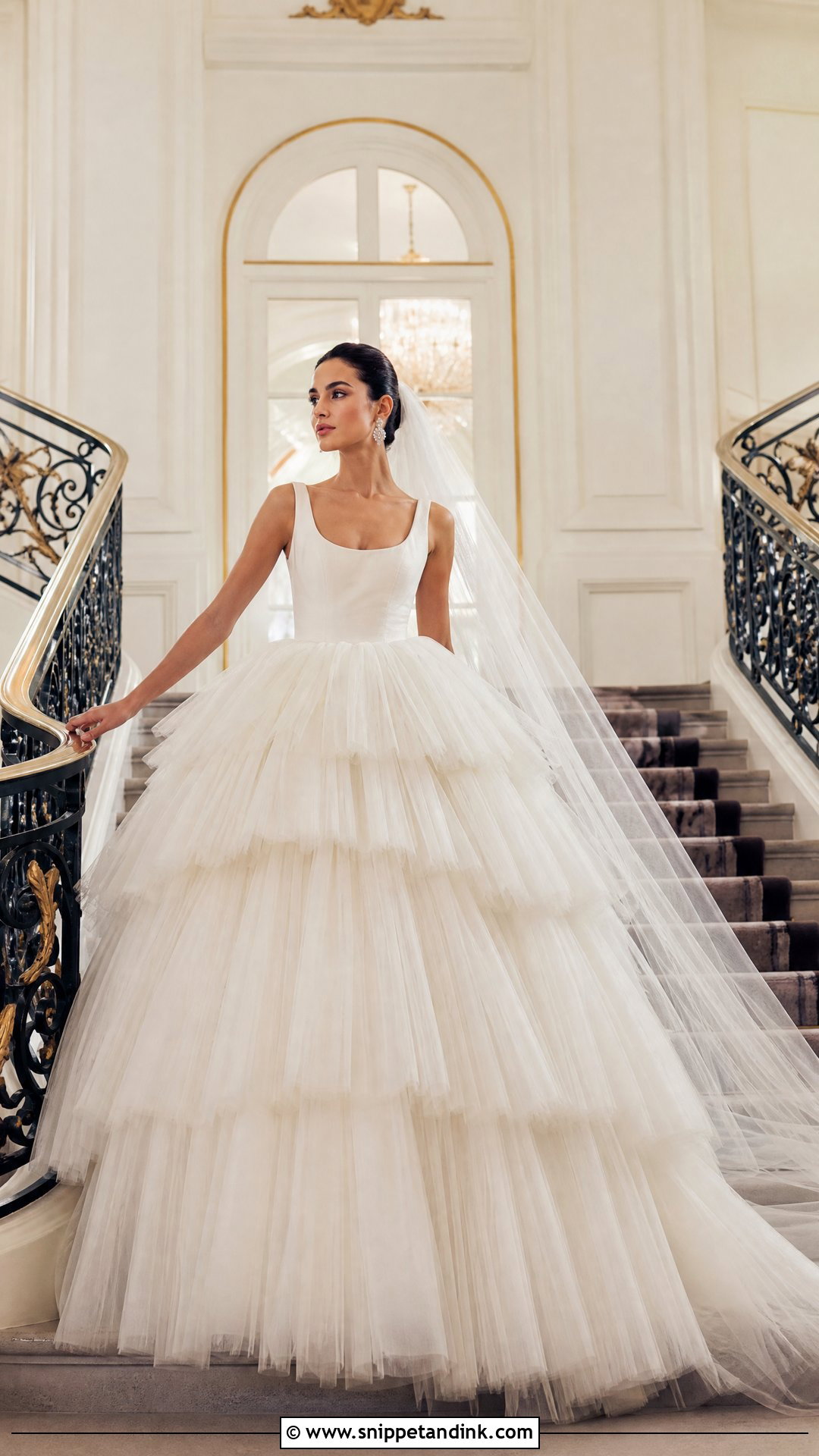 Tiered Tulle Ball Gown Wedding Dress - Snippet and Ink - 20 Tiered Tulle Wedding Dress Ideas