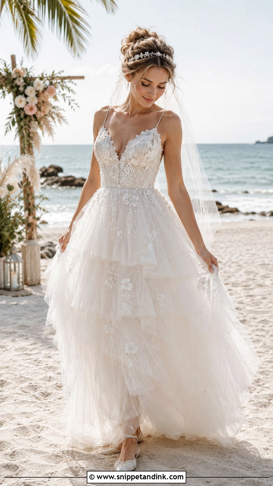 Tiered Tulle Beach Wedding Dress - Snippet and Ink - 20 Beach Style Wedding Dresses