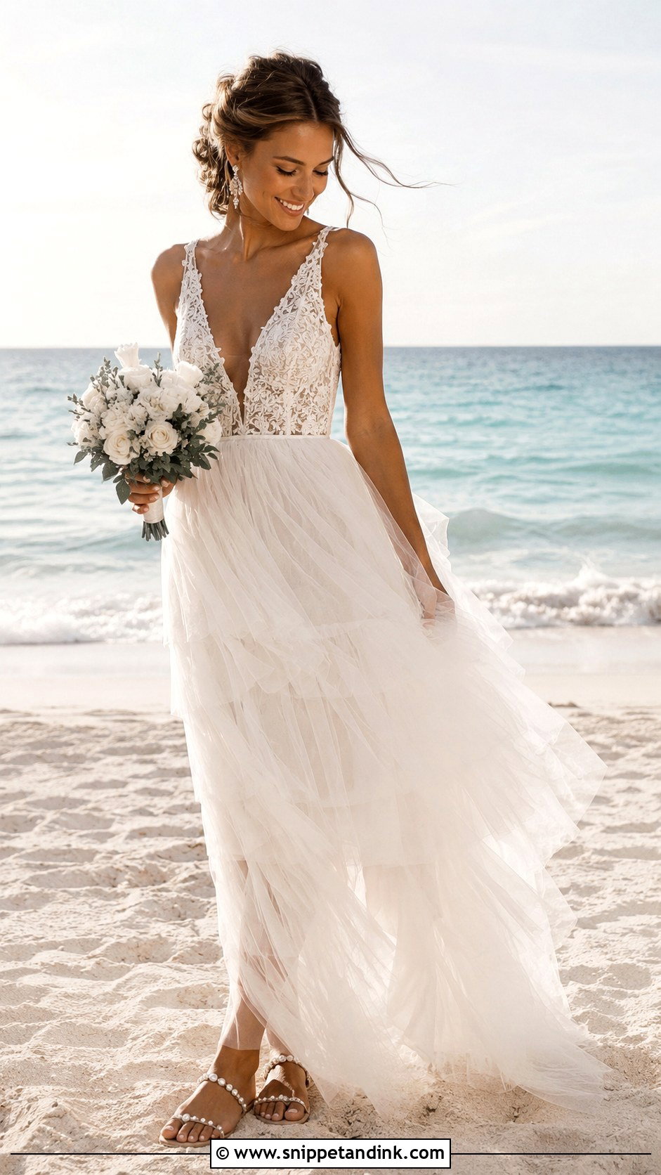 Tiered Tulle Bohemian Beach Wedding Dress - Snippet and Ink - 20 Bohemian Beach Wedding Dress Ideas