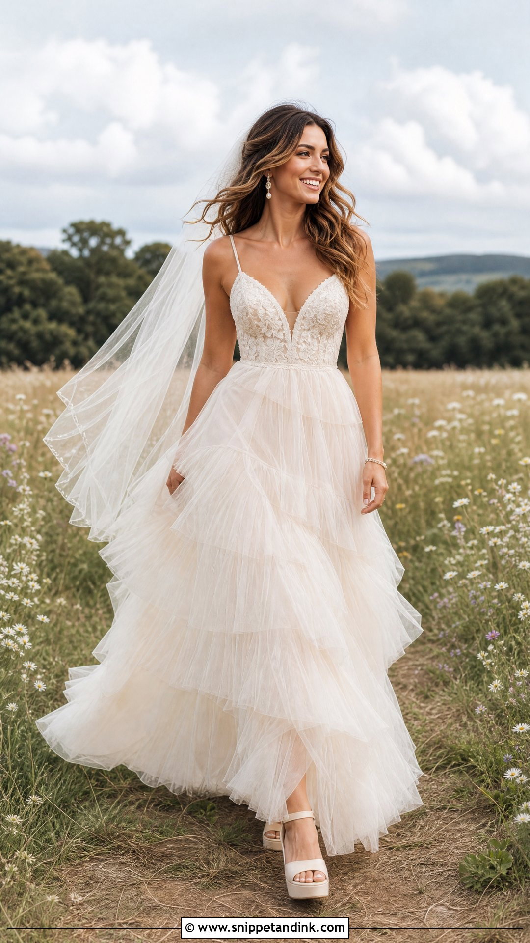 Tiered Tulle Boho Wedding Dress - Snippet and Ink - 25 Boho Ethereal Wedding Dress Ideas