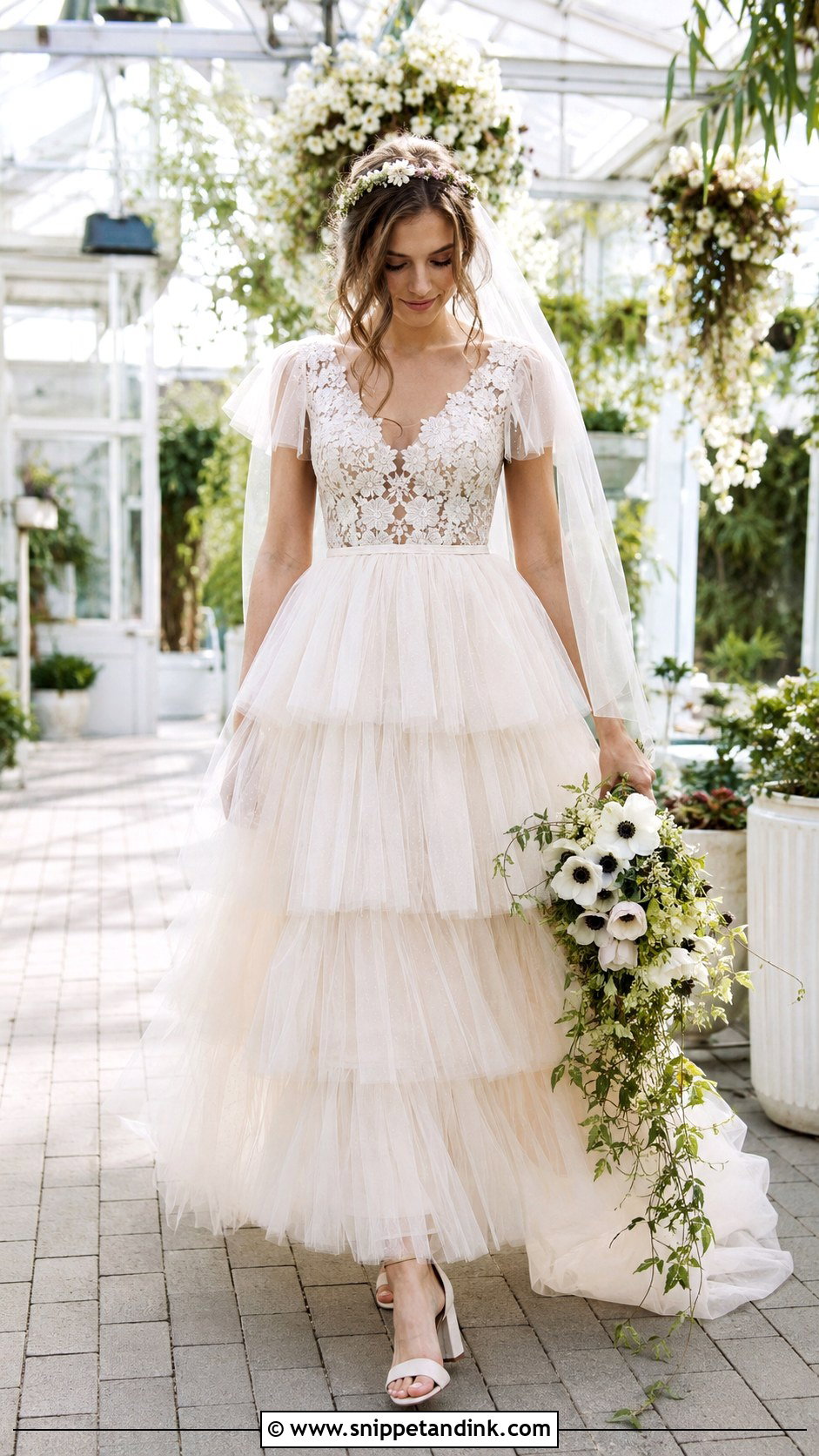 Tiered Tulle Cottagecore Wedding Dress - Snippet and Ink - 20 Cottagecore Wedding Dresses