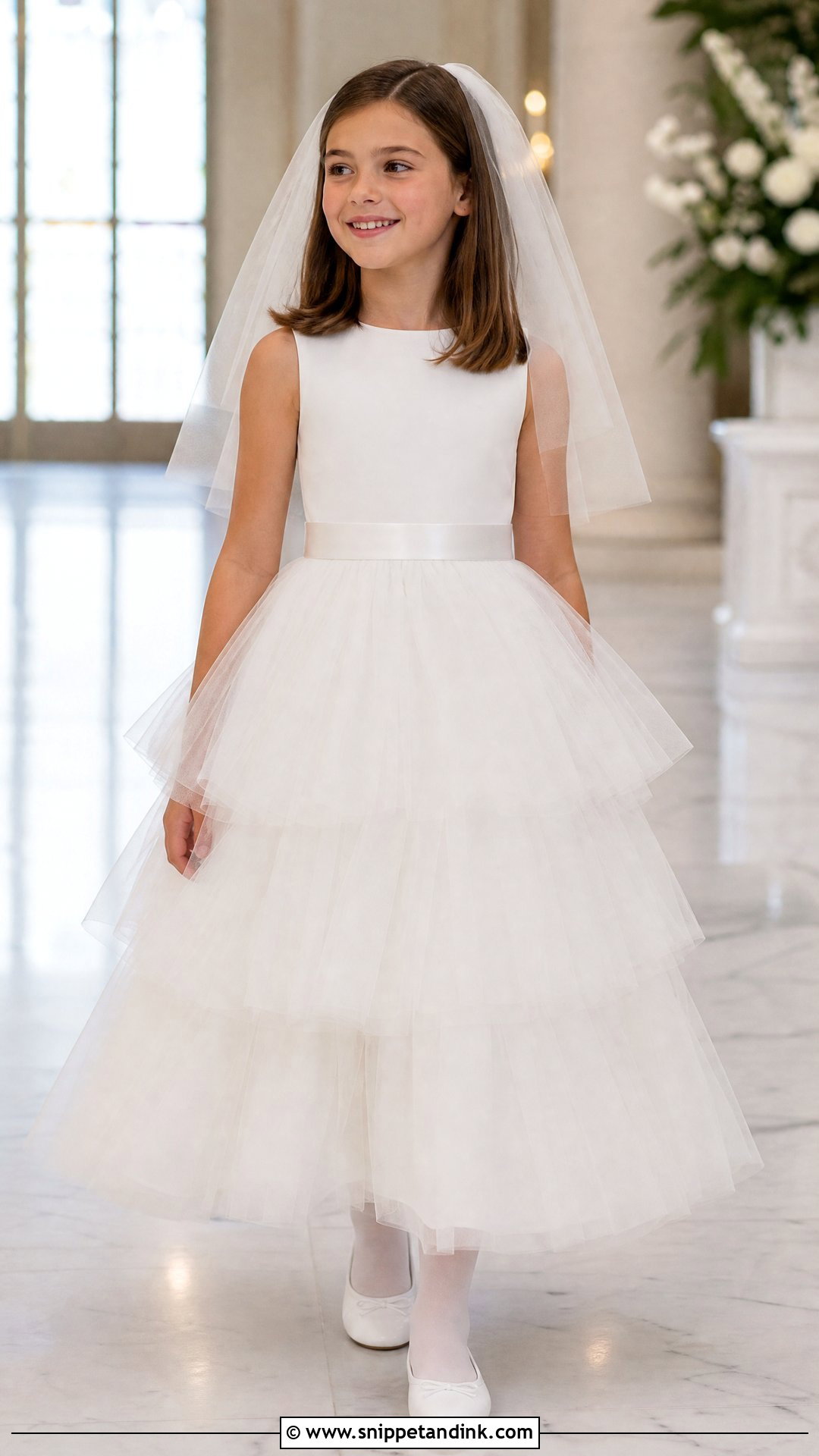 Tiered Tulle First Communion Dress - Snippet and Ink - 20 Designer First Communion Dresses