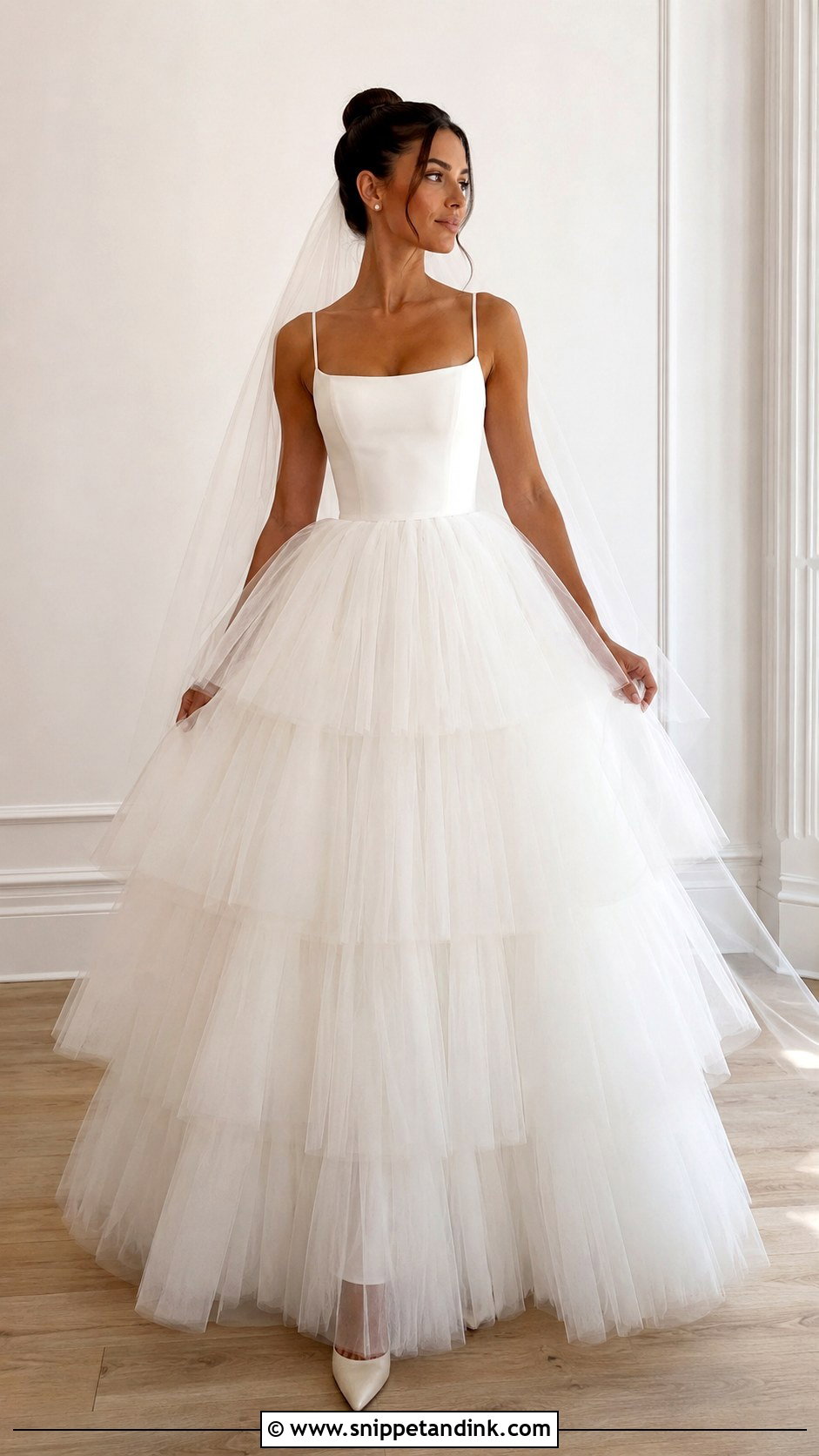 Tiered Tulle Full Skirt Wedding Dress - Snippet and Ink - 20 Full Skirt Wedding Dress Ideas