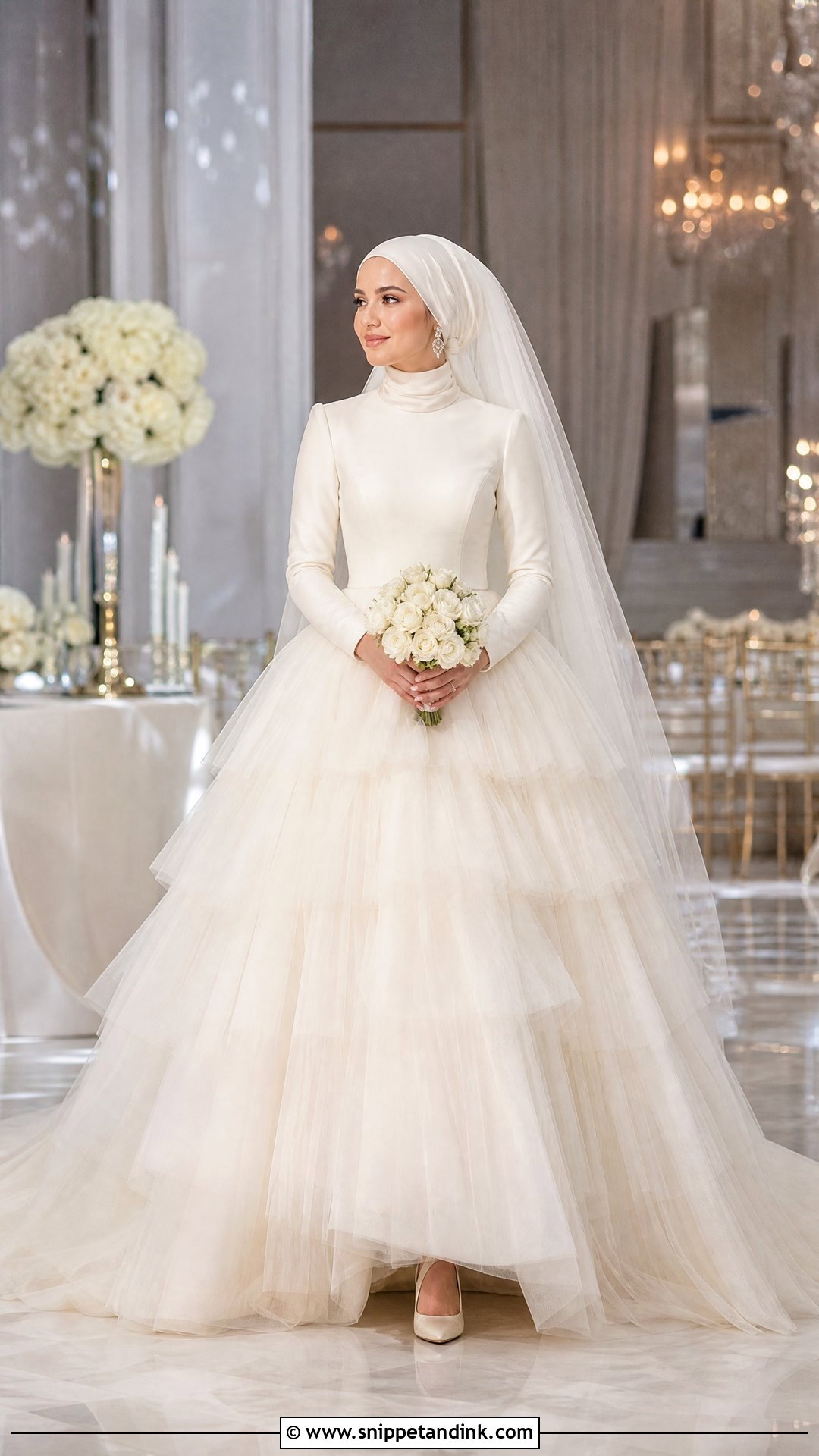 Tiered Tulle Hijab Wedding Dress - Snippet and Ink - 20 Wedding Dresses for Hijabi Girl