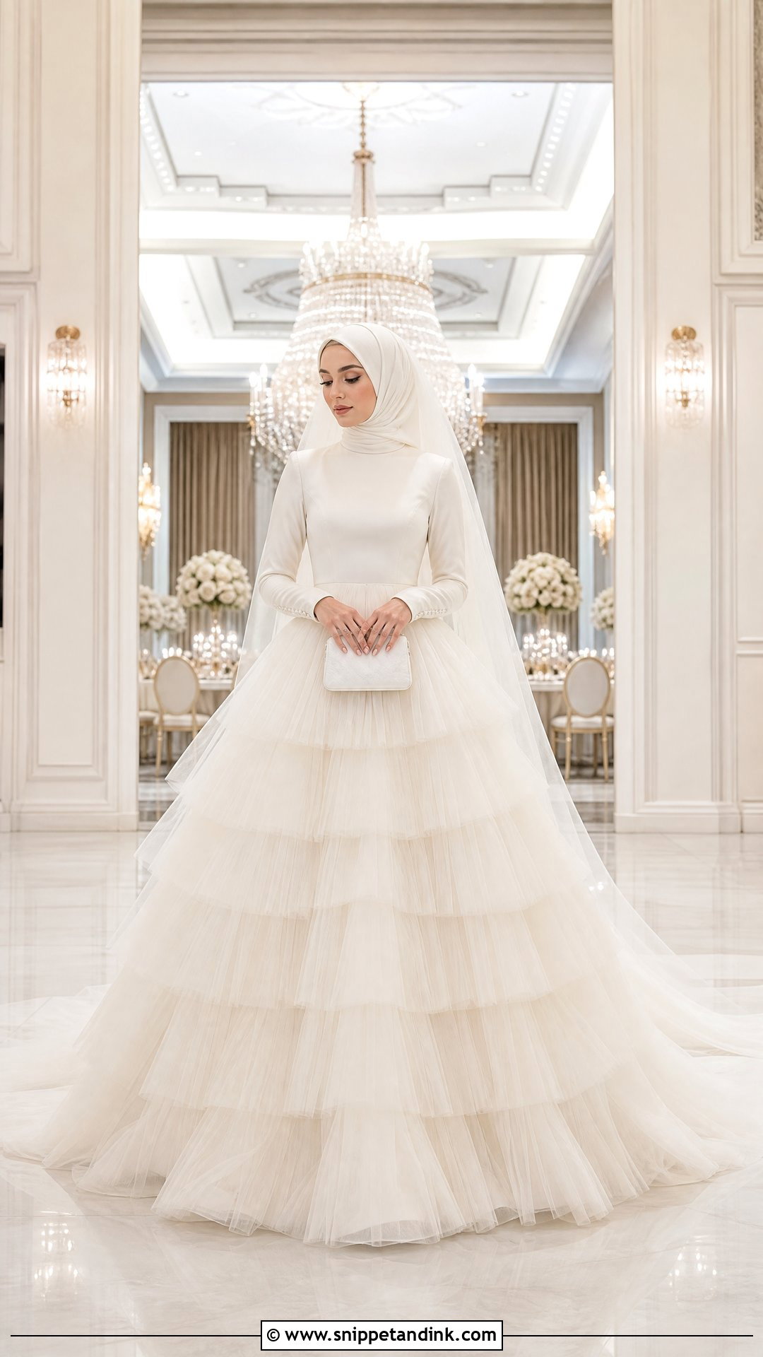 Tiered Tulle Hijabi Wedding Gown - Snippet and Ink - 20 Hijabi Wedding Dress Gowns