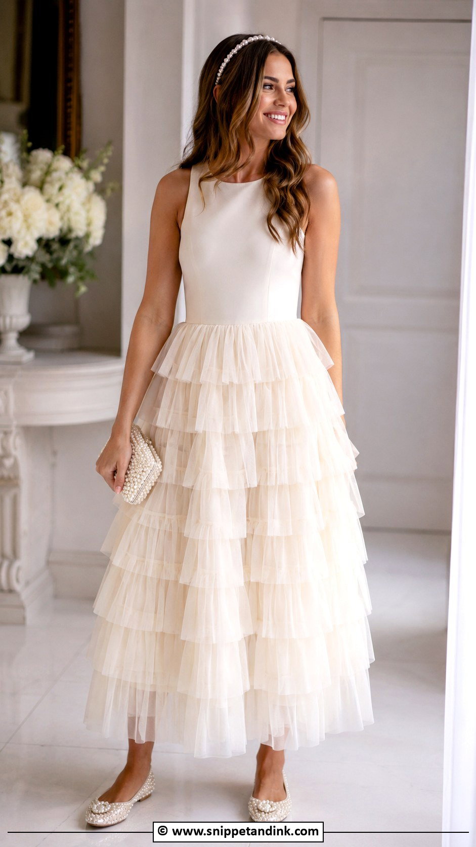Tiered Tulle Kids Wedding Dress With Pearl Flats - Snippet and Ink - 25 Wedding Dress for Kids Ideas