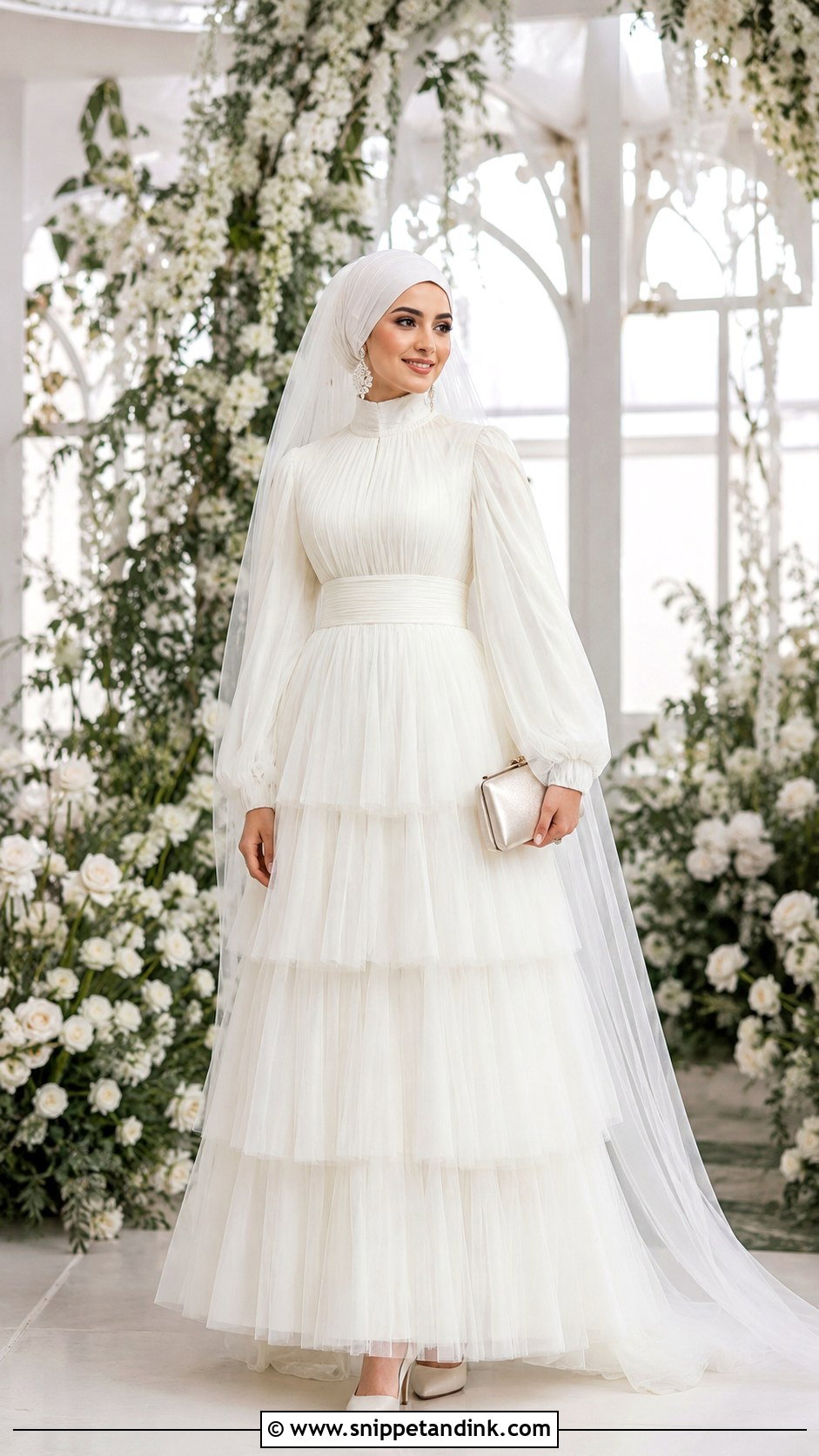 Tiered Tulle Muslim Bridal Dress - Snippet and Ink - 20 Bridal Muslim Dresses