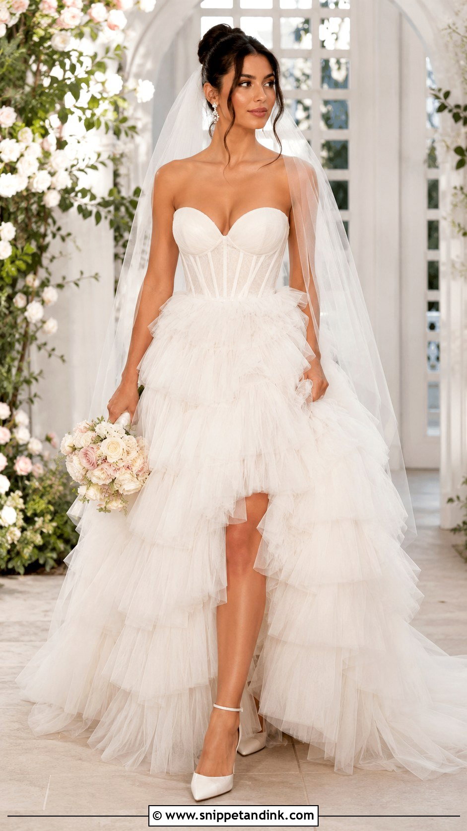 Tiered Tulle Ruffled Wedding Dress - Snippet and Ink - 20 Ruffled Wedding Dress Ideas