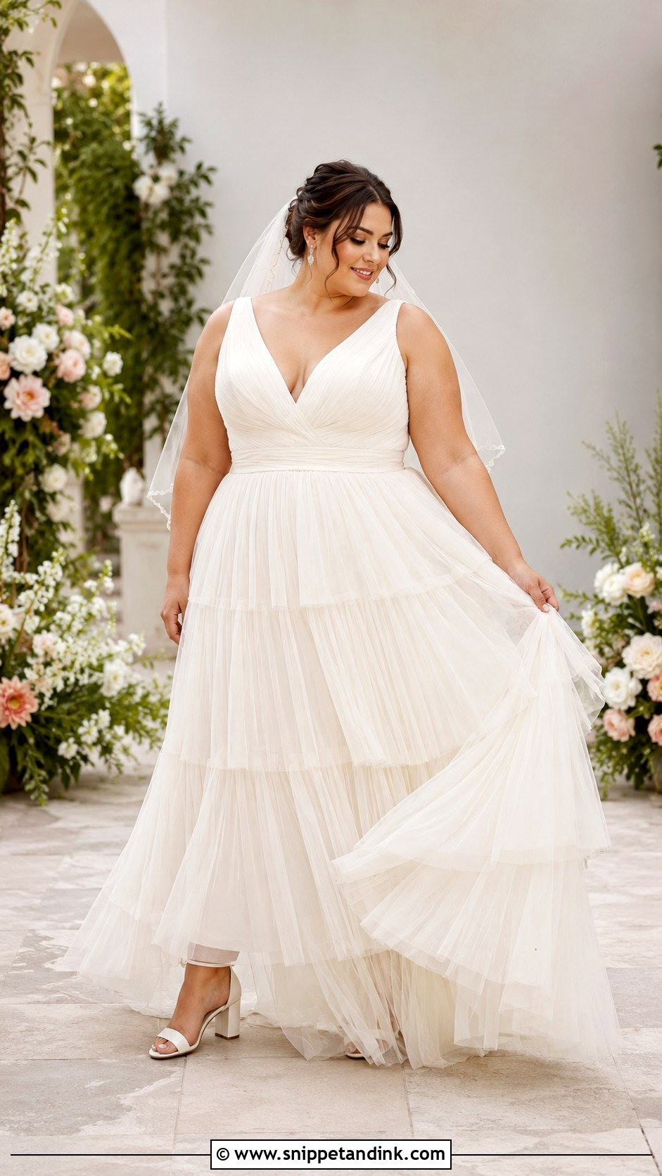Tiered Tulle Wedding Dress - Snippet and Ink - 20 Wedding Dresses for Plus Size Women