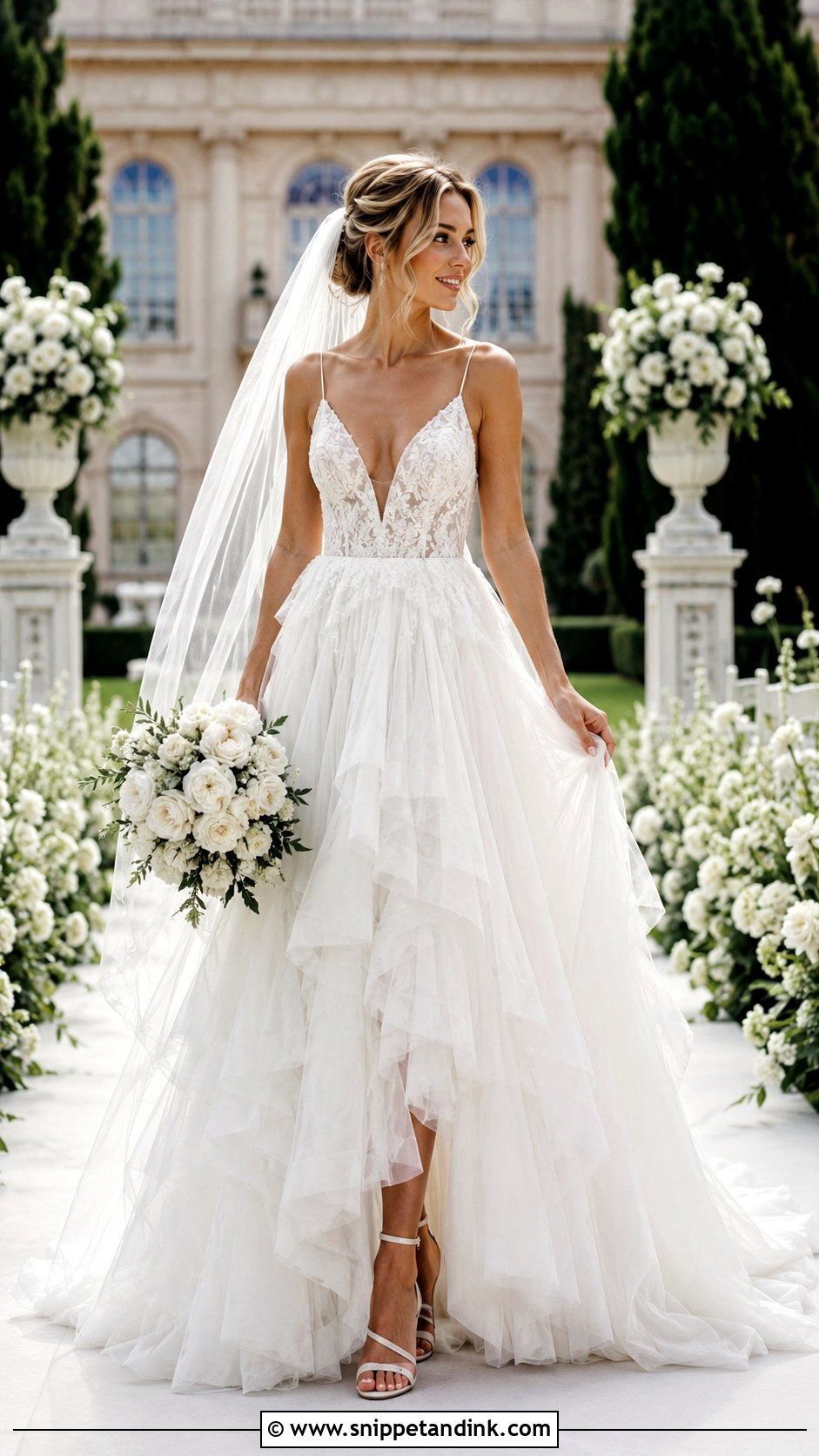 Tiered Tulle Wedding Dress - Snippet and Ink - 25 Flowy Romantic Wedding Dress Ideas