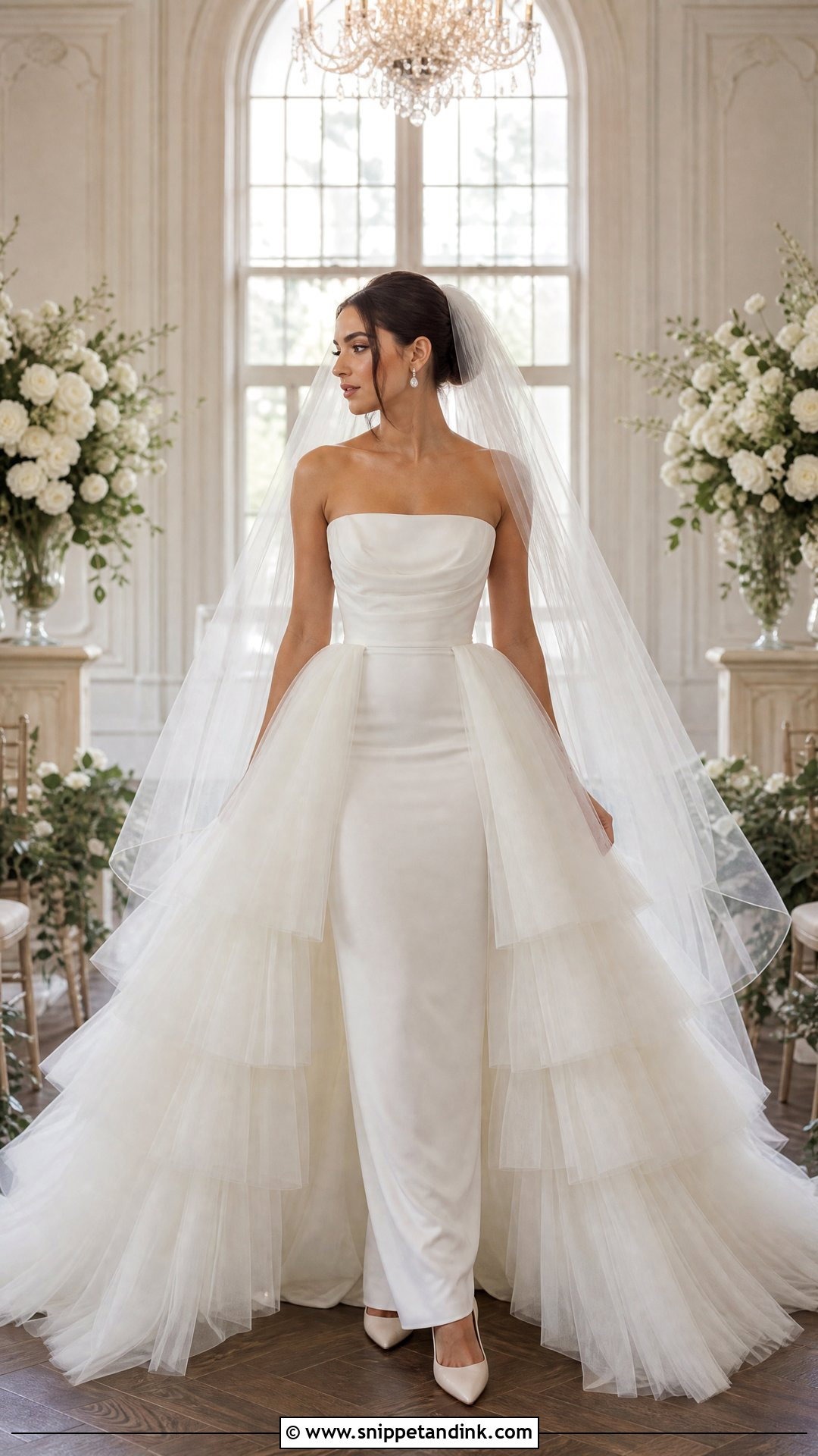 Tiered Tulle Wedding Dress With Detachable Overskirt - Snippet and Ink - 20 Tiered Tulle Wedding Dress Ideas