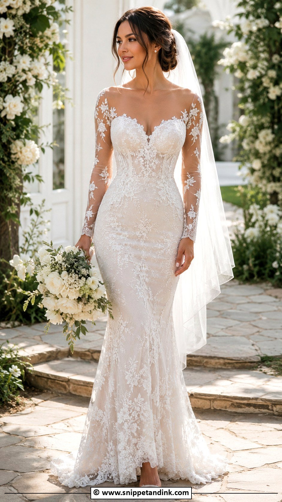 Tight Floral Lace Wedding Dress - Snippet and Ink - 30 Tight Wedding Dress Ideas