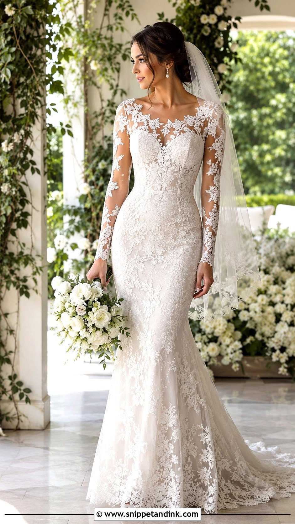 Tight Lace Wedding Dress With Long Sleeves - Snippet and Ink - 25 Tight Wedding Dresses
