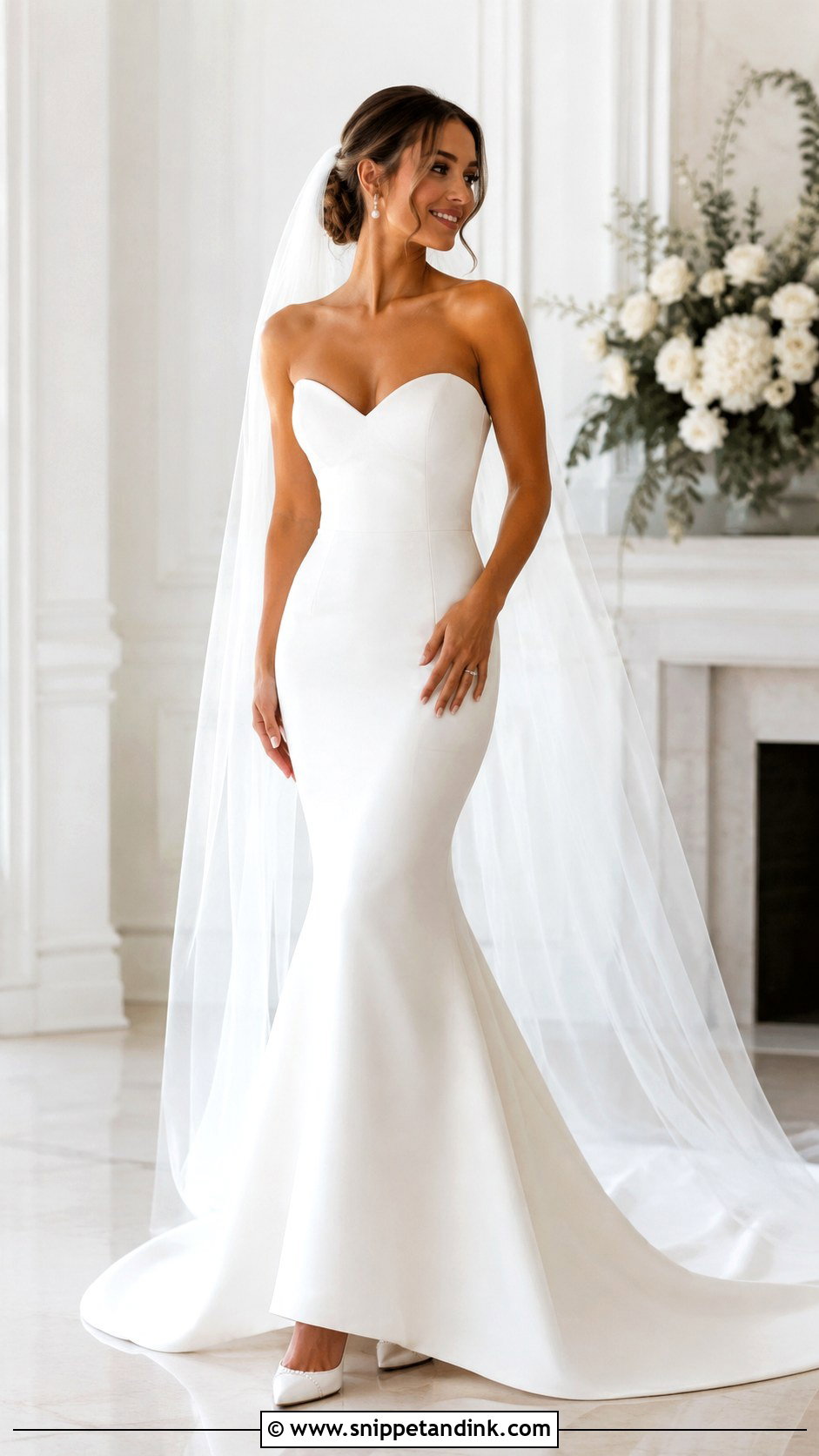 Tight Trumpet Wedding Dress With Pearl Earrings - Snippet and Ink - 25 Tight Wedding Dresses