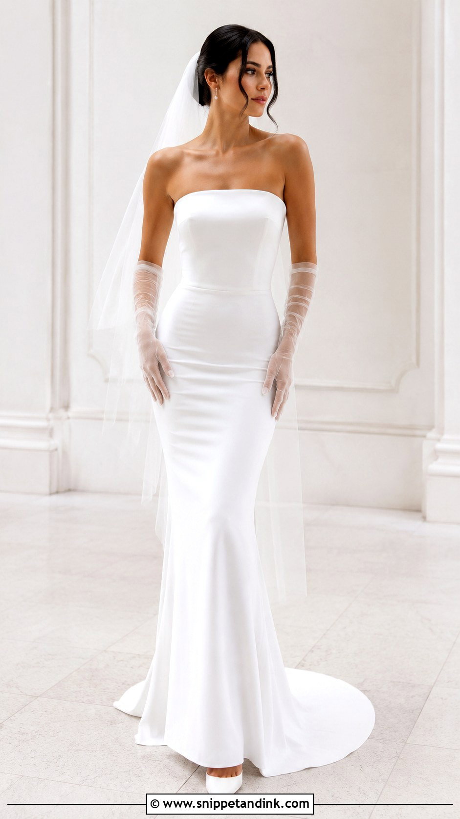 Tight Wedding Dress With Gloves - Snippet and Ink - 25 Tight Wedding Dresses