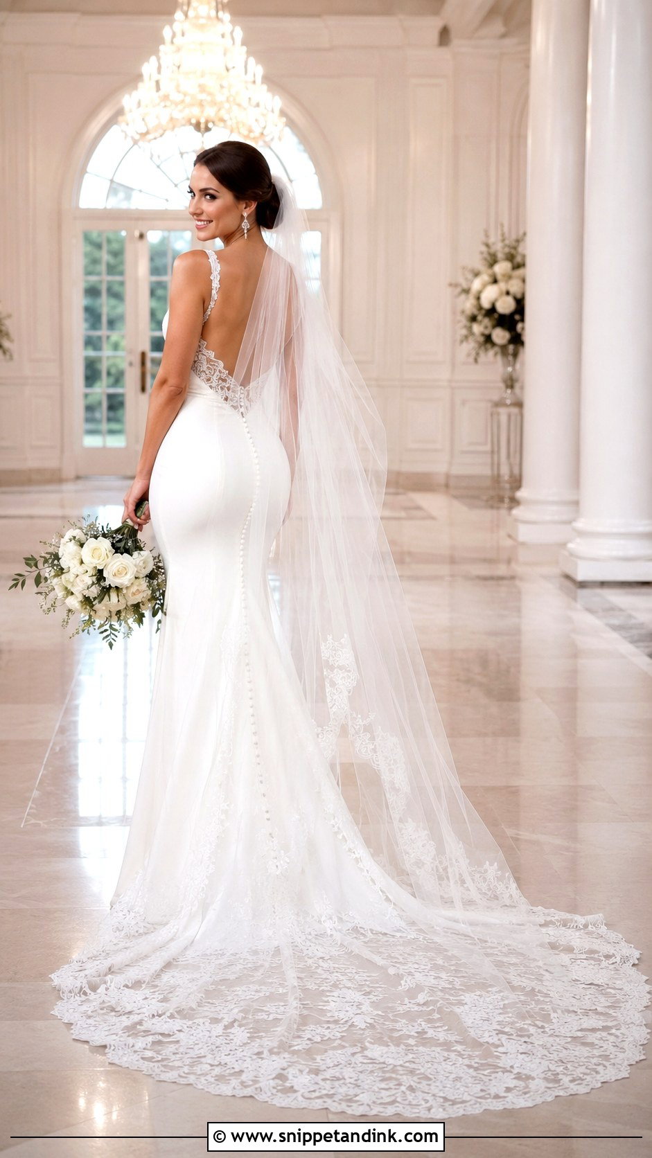 Tight Wedding Dress With Lace Train - Snippet and Ink - 25 Tight Wedding Dresses