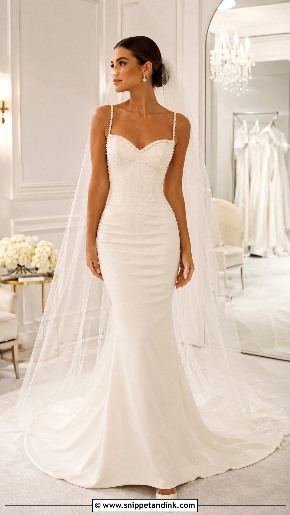 Tight Wedding Dress With Pearl Details - Snippet and Ink - 25 Tight Wedding Dresses