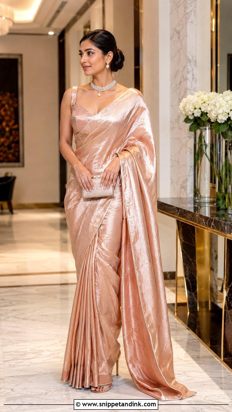 Tissue Saree For Reception - Snippet and Ink - 25 Indian Sisters Wedding Dress Ideas