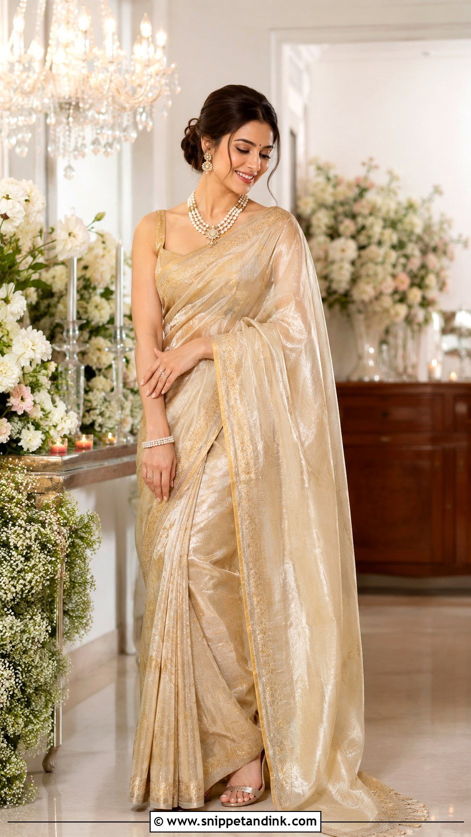Tissue Saree For Roka Ceremony - Snippet and Ink - 30 Roka Ceremony Outfits for Bride