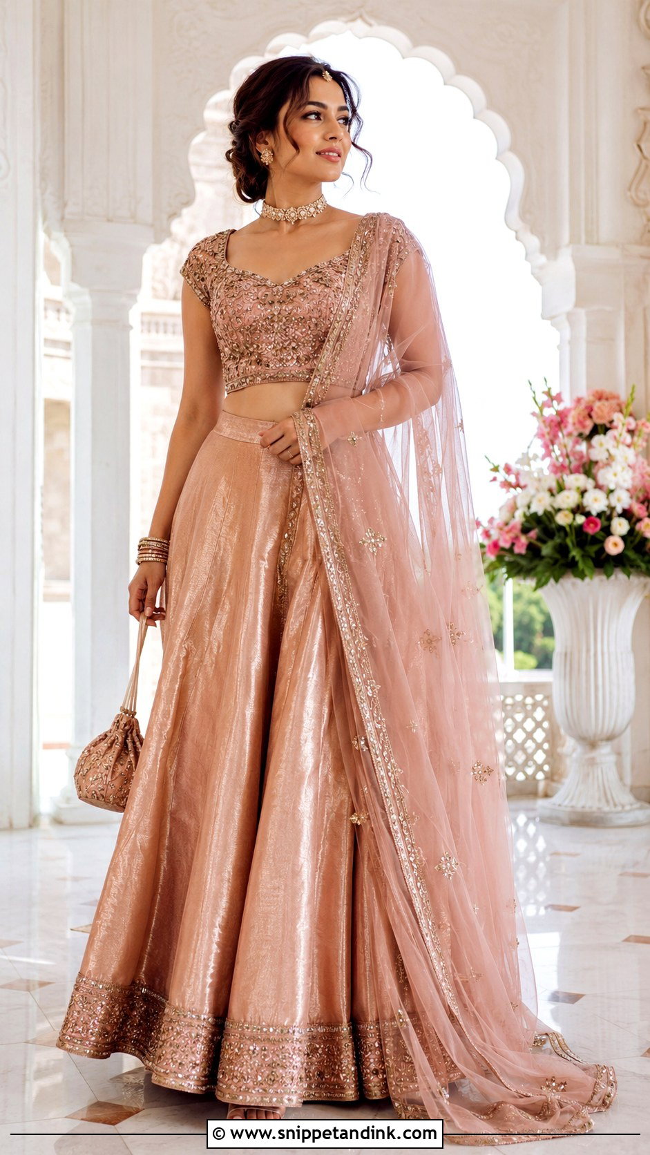 Tissue Silk Lehenga Baraat Outfit - Snippet and Ink - 20 Baraat Outfits for Sisters