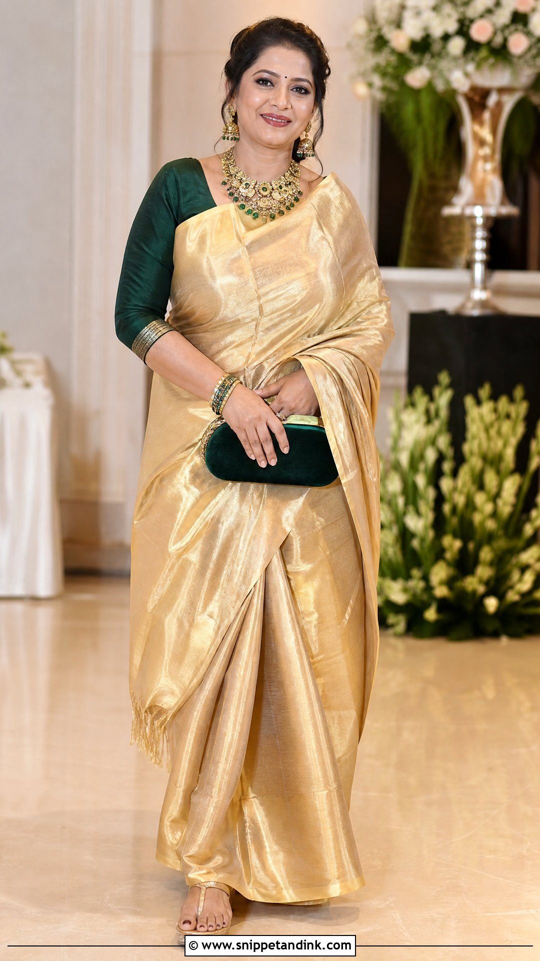 Tissue Silk Saree For Bridal Mom - Snippet and Ink - 20 Indian Bridal Mom Dress Ideas
